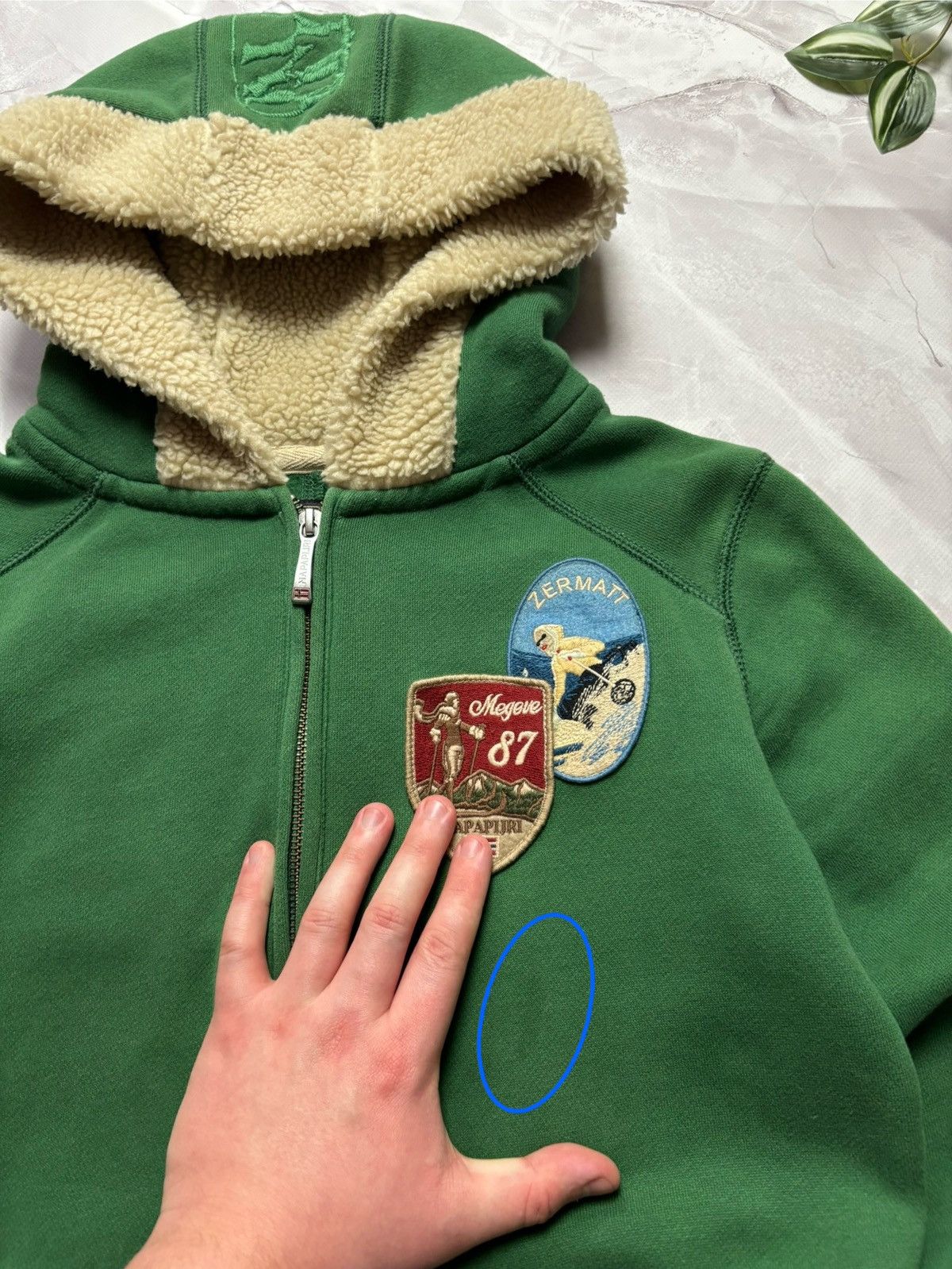 Napapijri Napapijri Flag Green Zip Hoodie Sherpa Trim Ski Patch Size M / US 6-8 / IT 42-44 - 5 Thumbnail