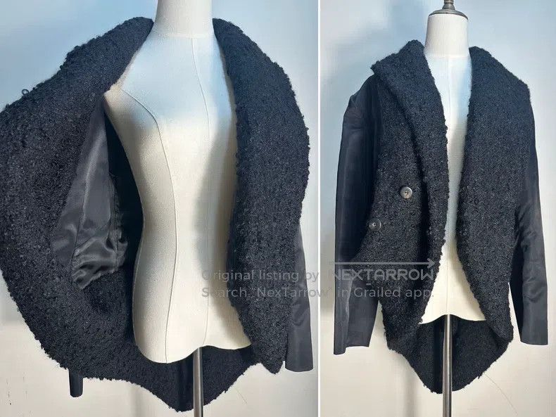 Issey Miyake Issey Miyake Black Asymmetric Furry Irregular 3D Coat Size M / US 6-8 / IT 42-44 - 8 Thumbnail