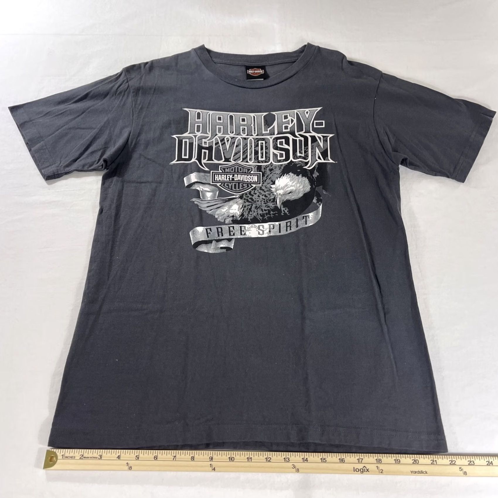 Harley Davidson Harley-Davidson L T-Shirt Men Gray Elvis Graphic Y2K USA Memphis Tennessee Graceland Skull Vintage Size US L / EU 52-54 / 3 - 6 Thumbnail
