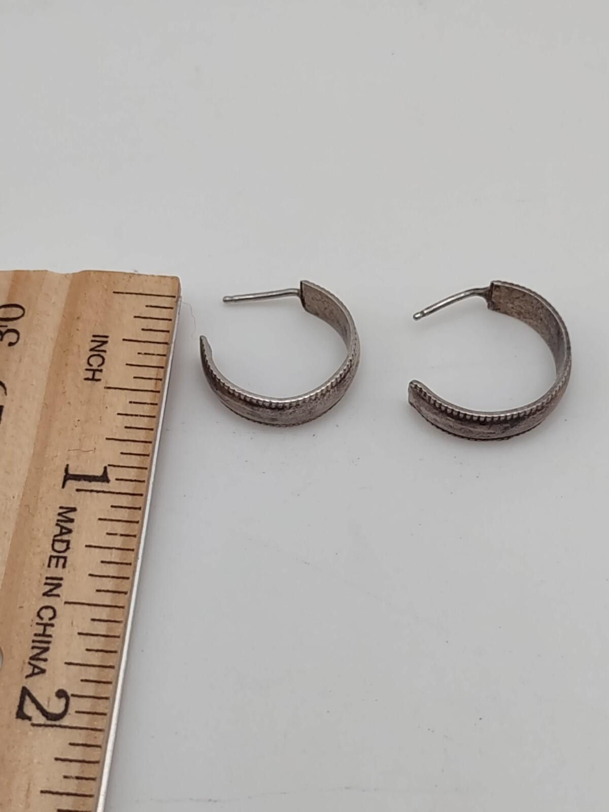 The Unbranded Brand Vintage Sterling Silver Beaded J-Hoop Earrings - 4.61g Size ONE SIZE - 5 Thumbnail