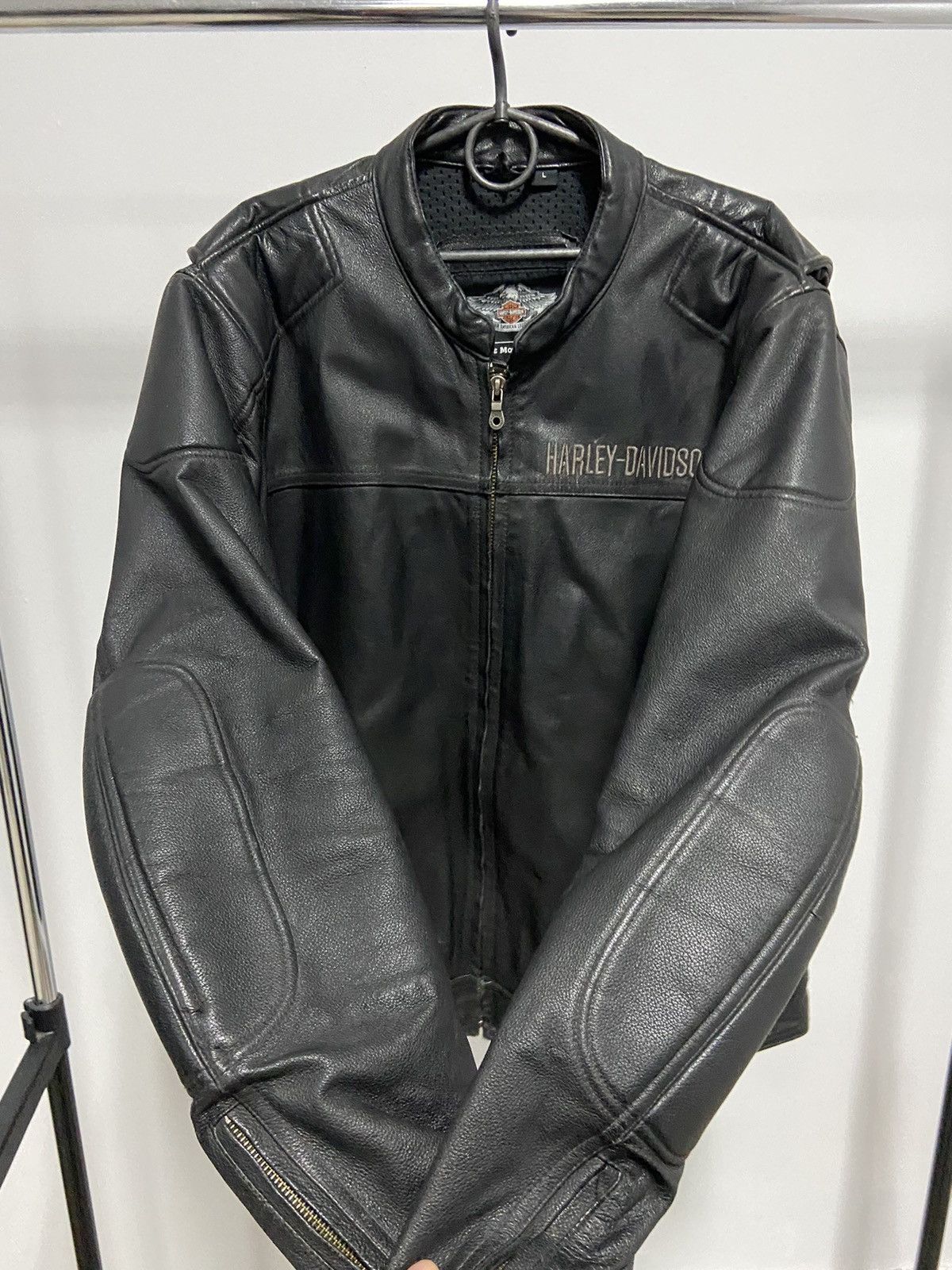 Harley Davidson × Vintage Harley Davidson leather jacket big logo moto vintage biker Size US L / EU 52-54 / 3 - 5 Thumbnail