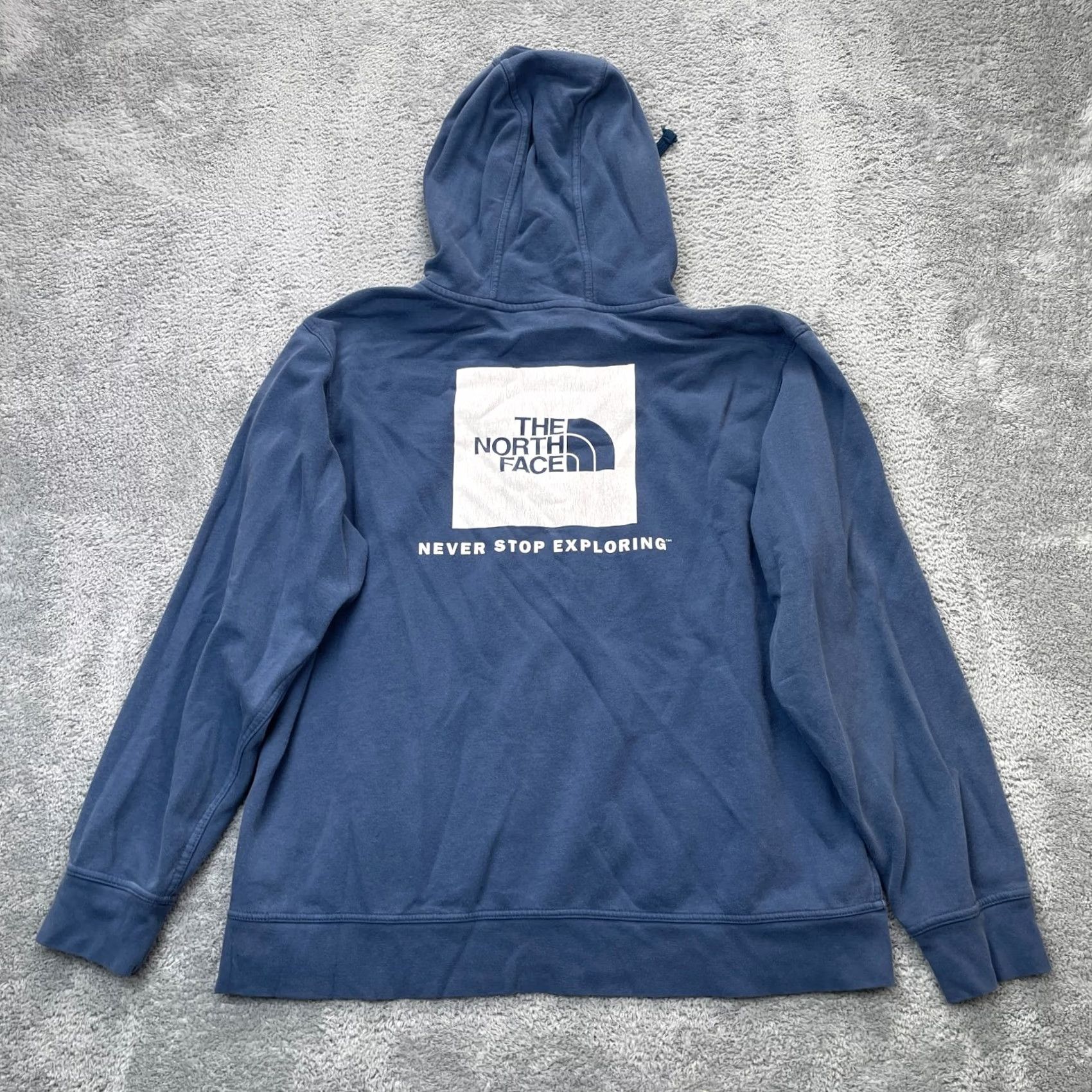 The North Face VINTAGE The North Face Hoodie Mens XL Blue Drawstring Hooded Graphic Print Pockets Crew Neck Regular Fit Seasonal Fall Winter Mens Size US XL / EU 56 / 4 - 2 Thumbnail