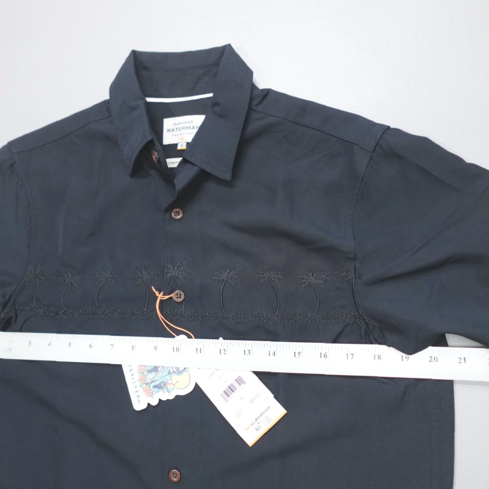 Quiksilver Quiksilver Waterman Tahiti Palms S/S Embroidered Woven Black Mens Size S Button-Up Shirt Size US S / EU 44-46 / 1 - 6 Thumbnail