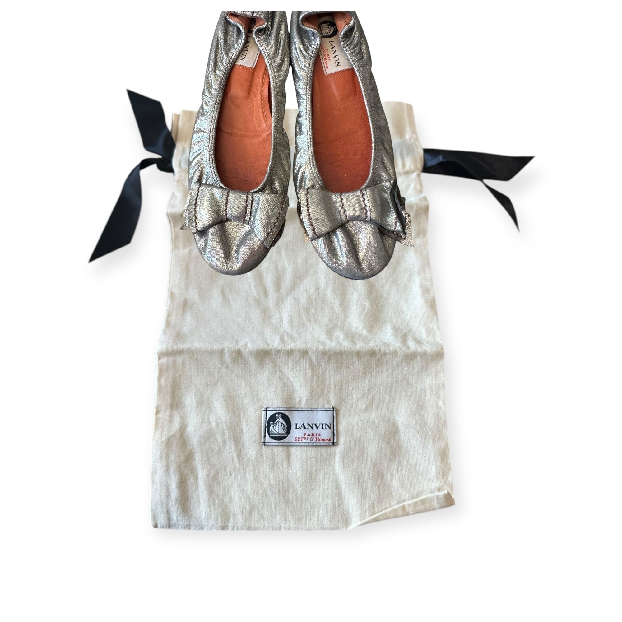 Lanvin Lanvin Classic Ballerina Flats with Oversized Bows. Pewter l Size US 9 / IT 39 - 2 Thumbnail