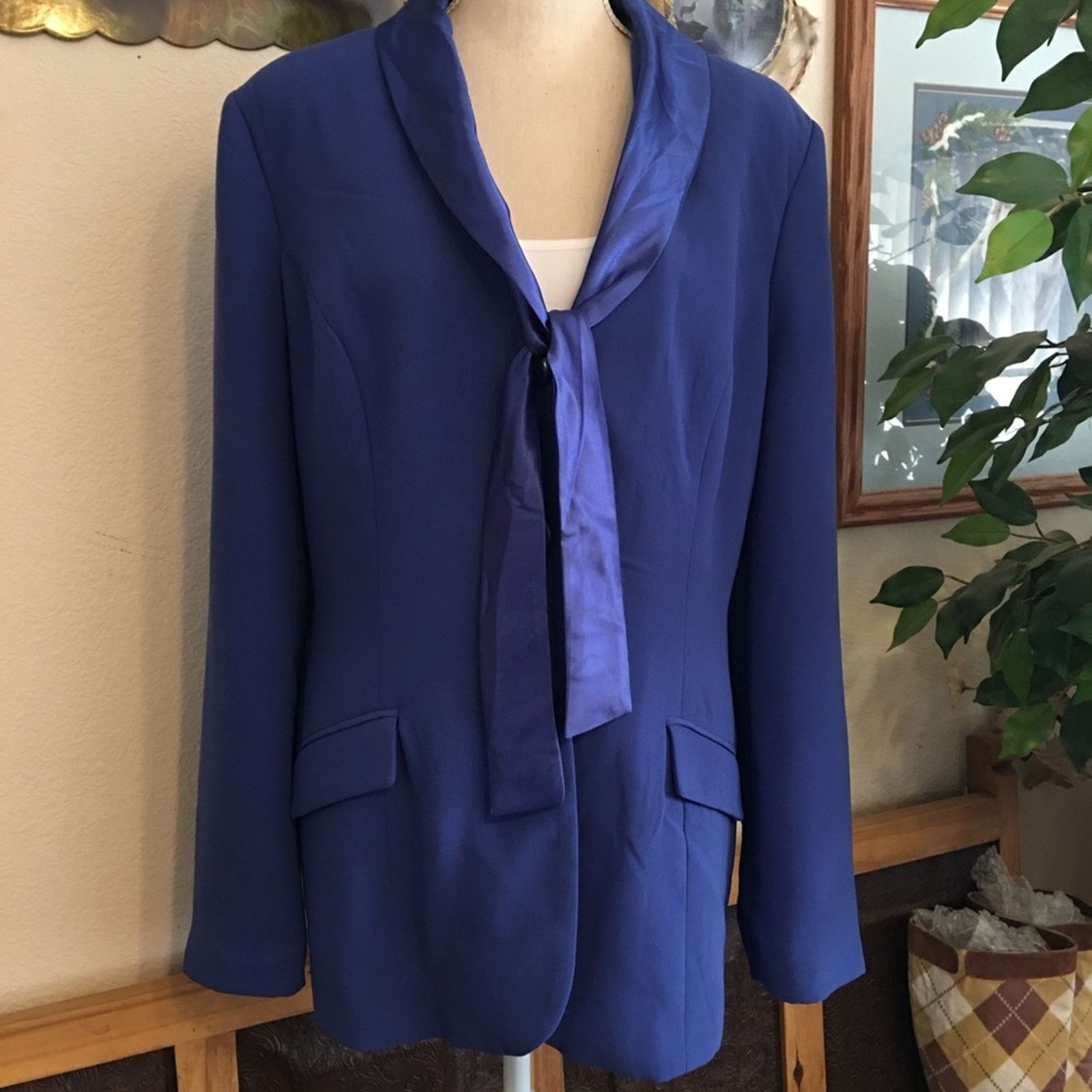 Other Metro Style blue satin collar wide leg pant suit Size XXL / US 16-18 / IT 52-54 - 4 Thumbnail