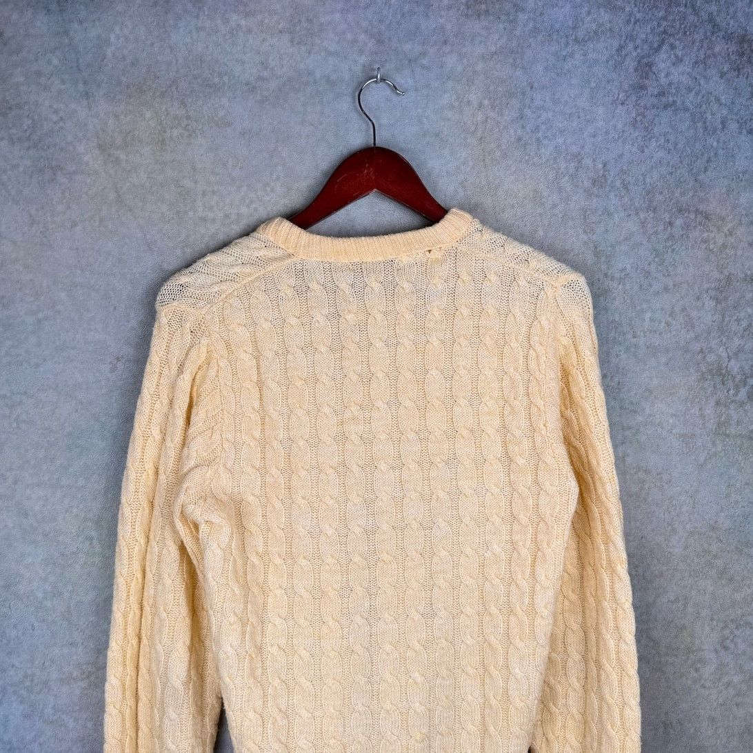 Vintage VTG 80s Lord Jeff Cable Knit Sweater Mens Sz S V Neck Yellow Size US S / EU 44-46 / 1 - 9 Thumbnail