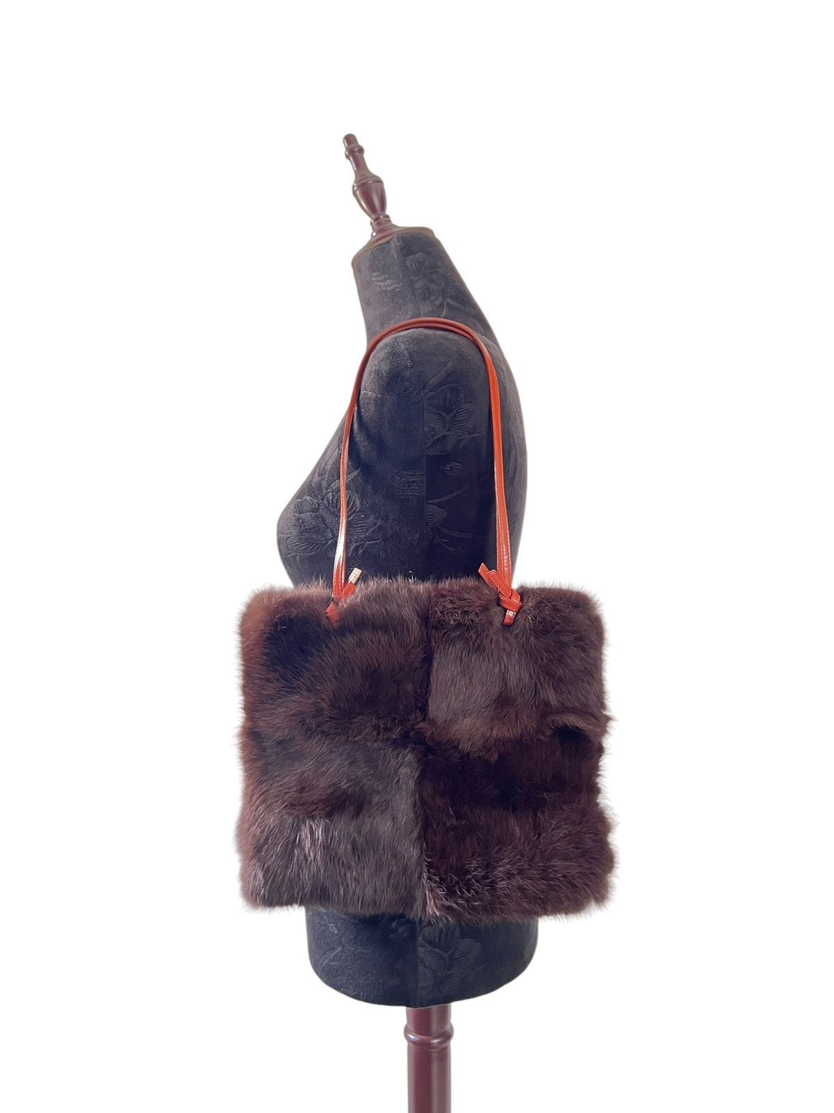 1990 Ined Homme Rabbit Fur Shoulder Bag in Brown, Women's