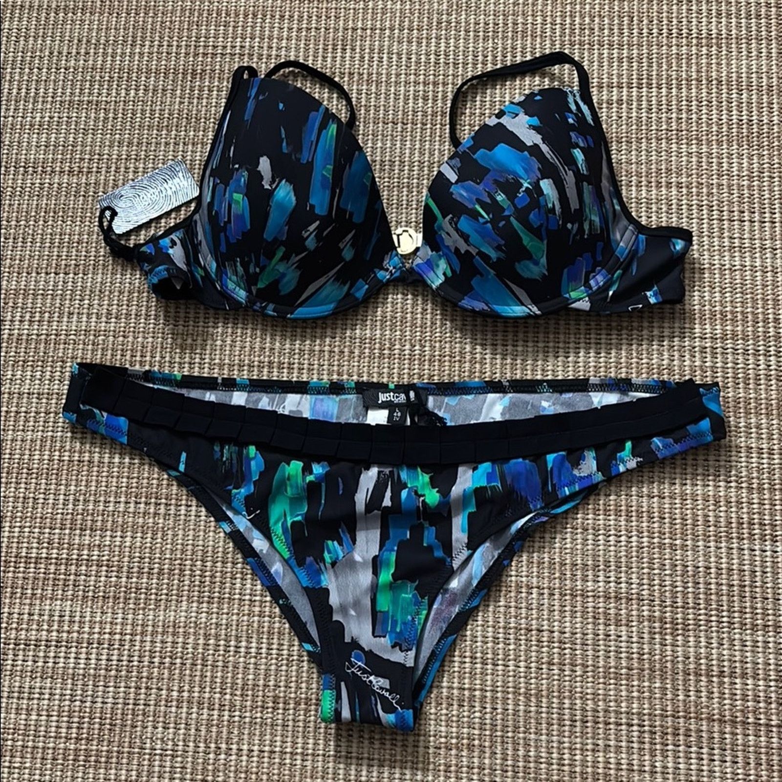 Just Cavalli NWT Just Cavalli Blue and Black Bikini Set with Artistic L Size ONE SIZE - 1 Thumbnail