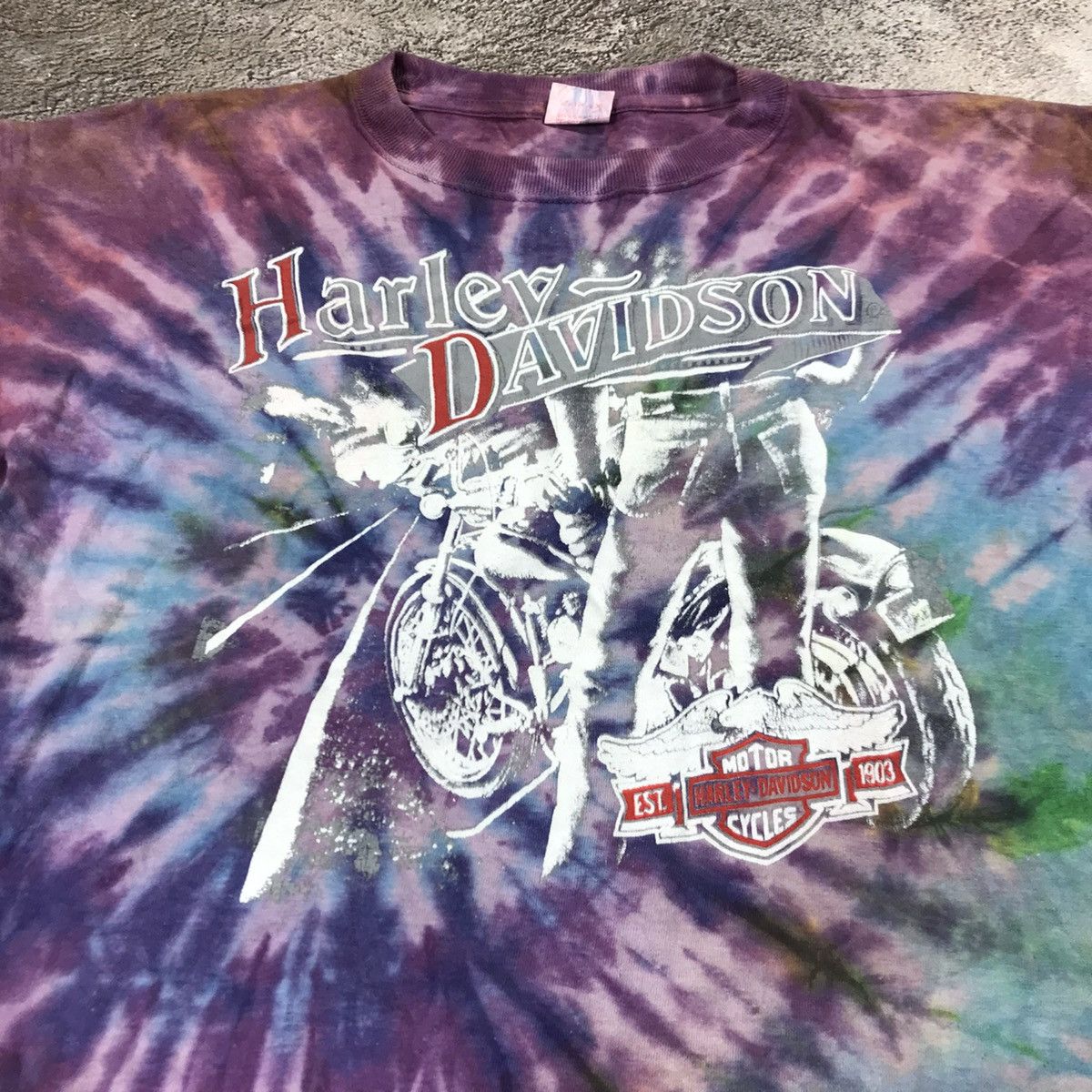 Harley Davidson Vintage 90s Harley Davidson Tie Dye Graphic Tee Streetwear X Size US XL / EU 56 / 4 - 2 Thumbnail