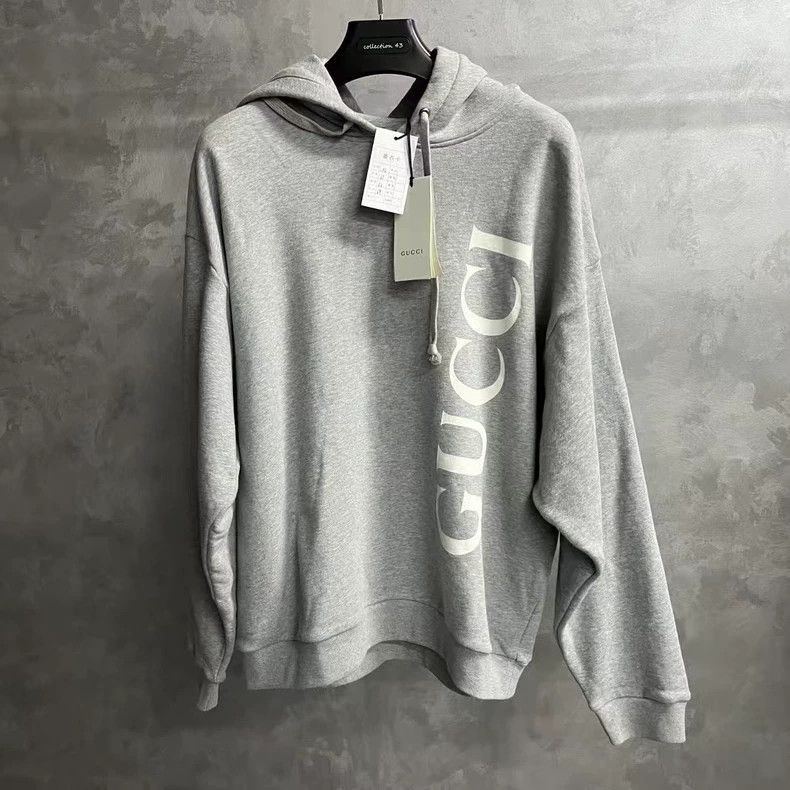 Gucci Gucci Gray Logo Print Hooded Sweatshirt Size US XL / EU 56 / 4 - 1 Thumbnail