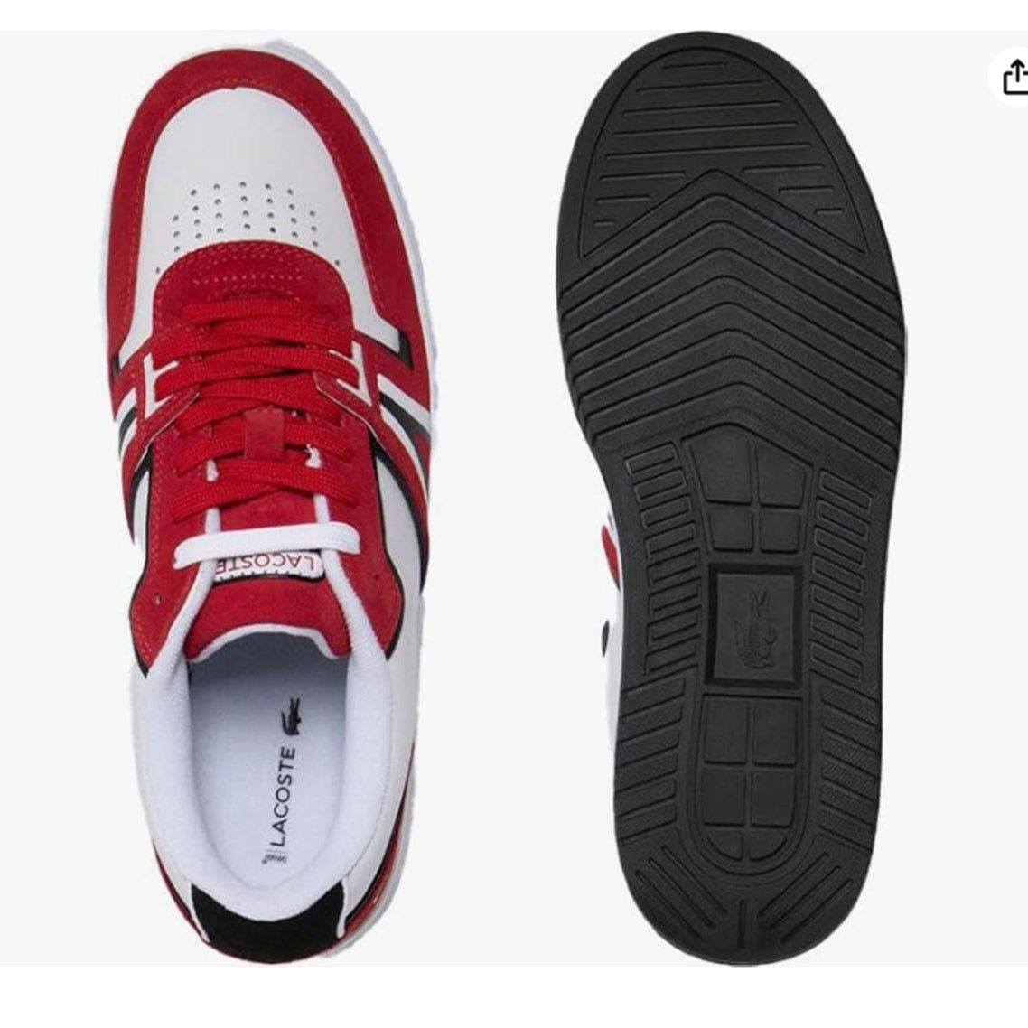 Lacoste Lacoste Men's L001 Leather Sneakers Color White/Red 12 M Size US 12 / EU 45 - 5 Thumbnail
