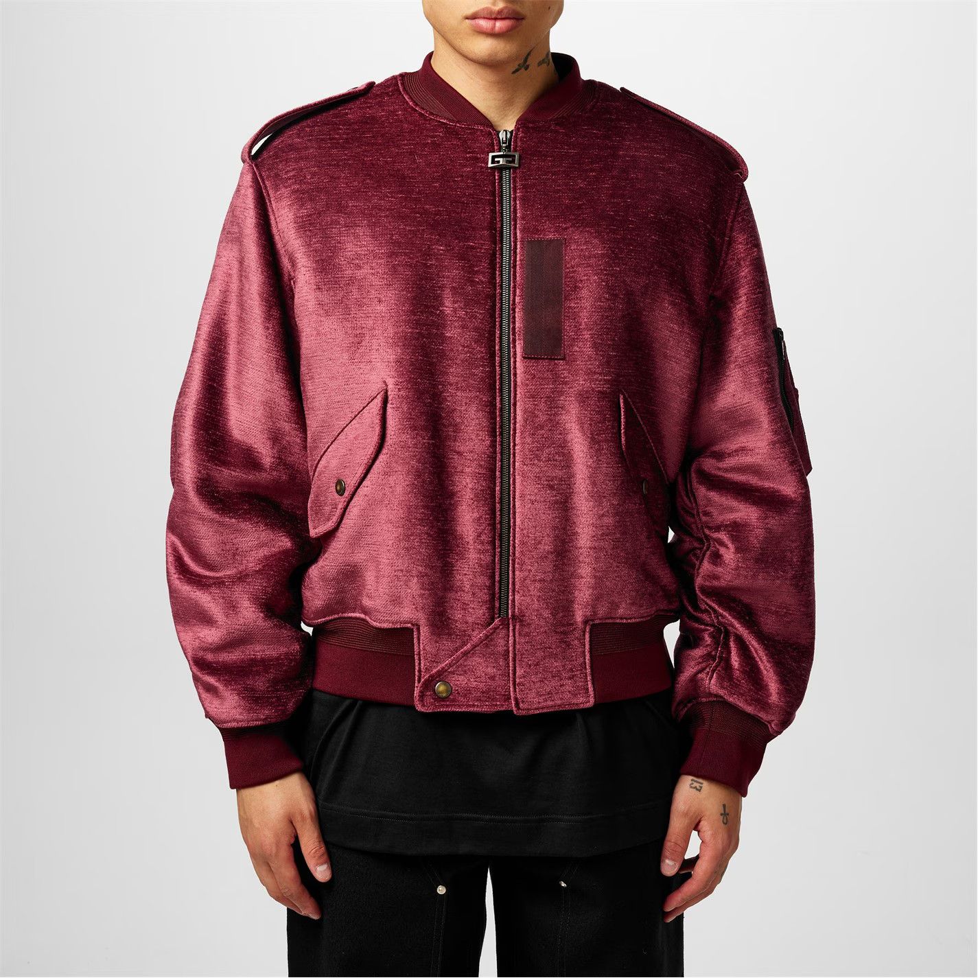 Givenchy o1w1db10925 Velvet Bomber Jacket in Burgundy Size US L / EU 52-54 / 3 - 5 Thumbnail