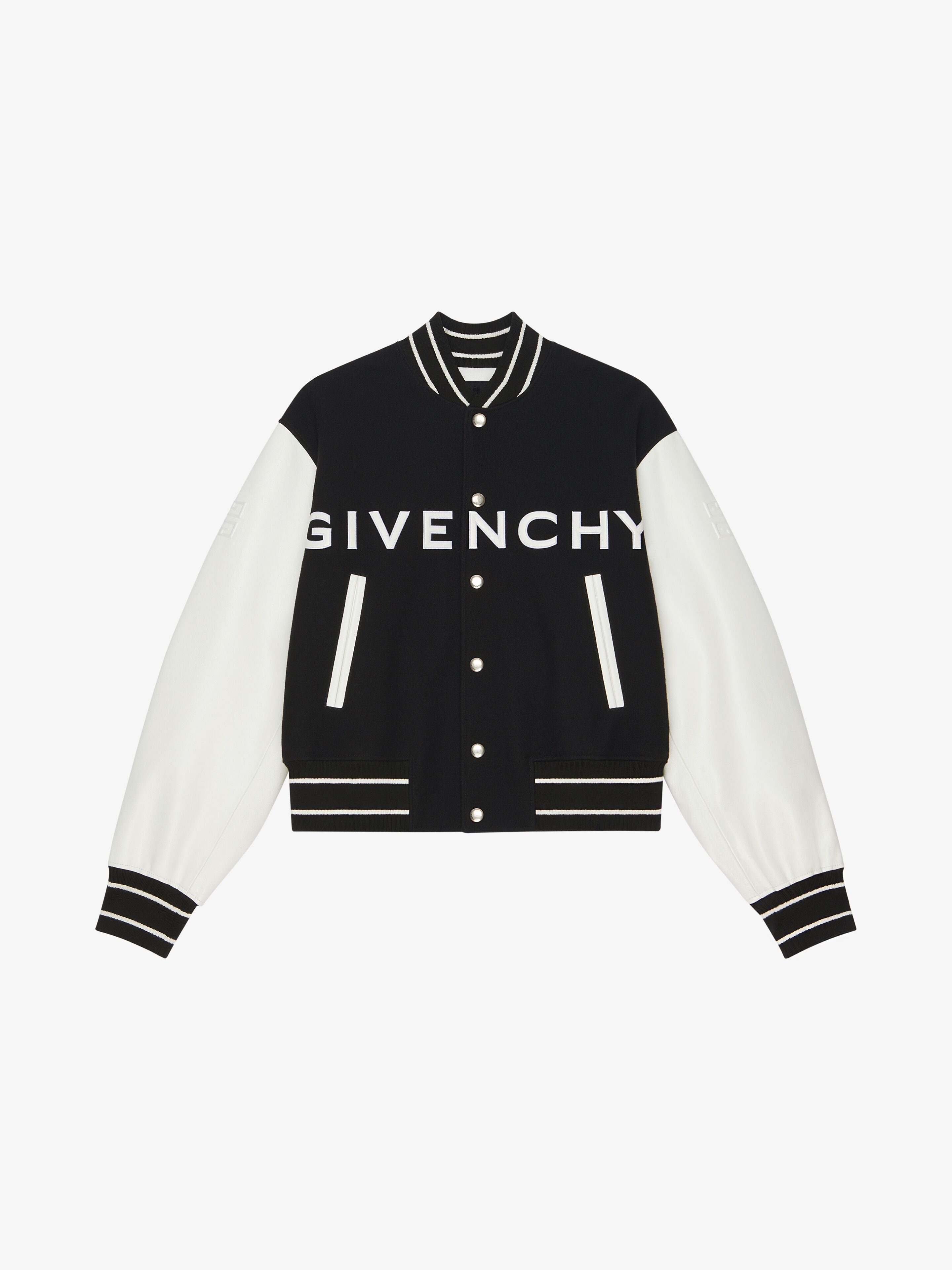 Givenchy o1w1db10925 Varsity Wool & Grained Leather Jacket Size US S / EU 44-46 / 1 - 1 Thumbnail