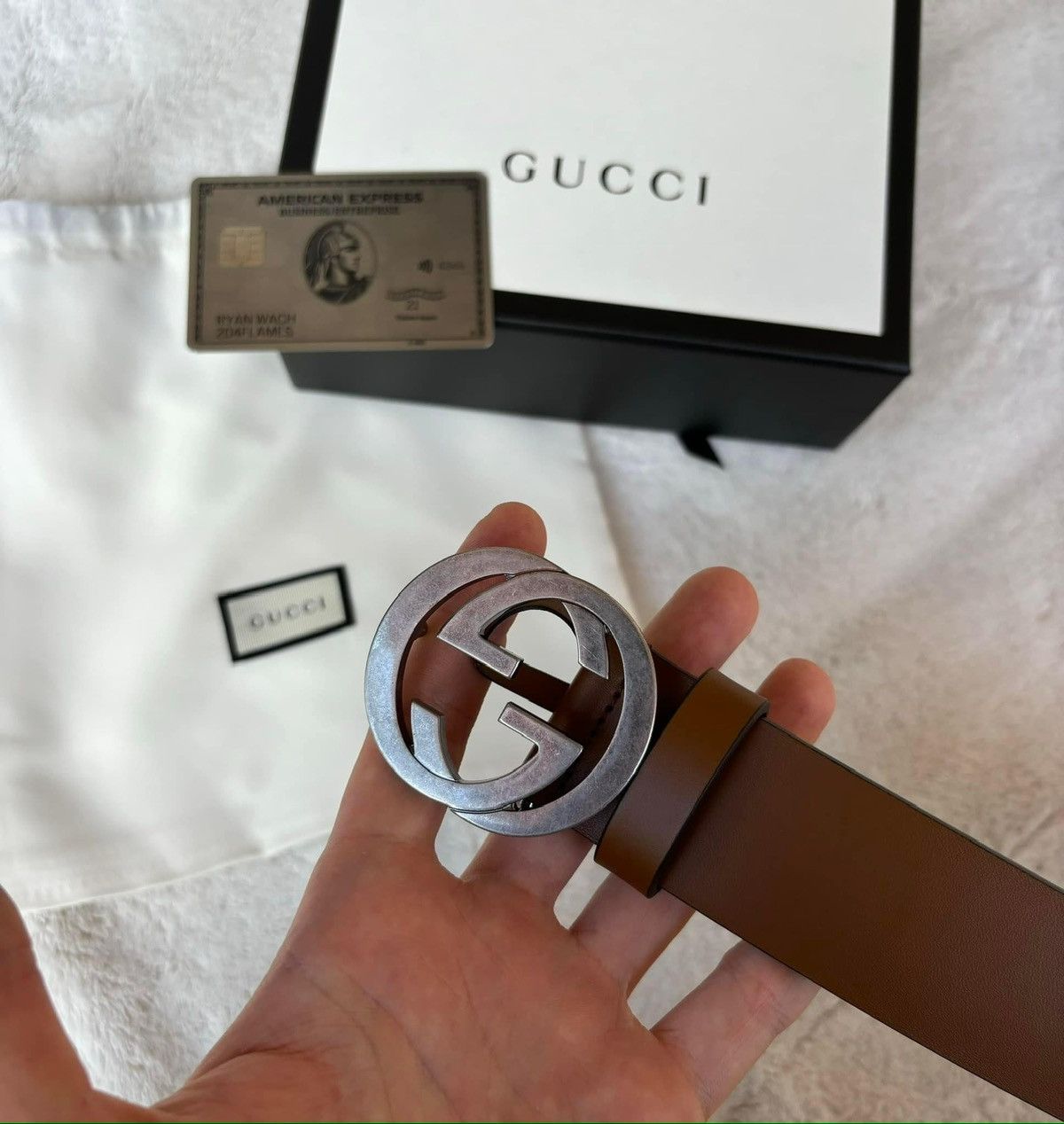 Gucci Gucci Brown GG Leather Belt Size 34 - 2 Thumbnail