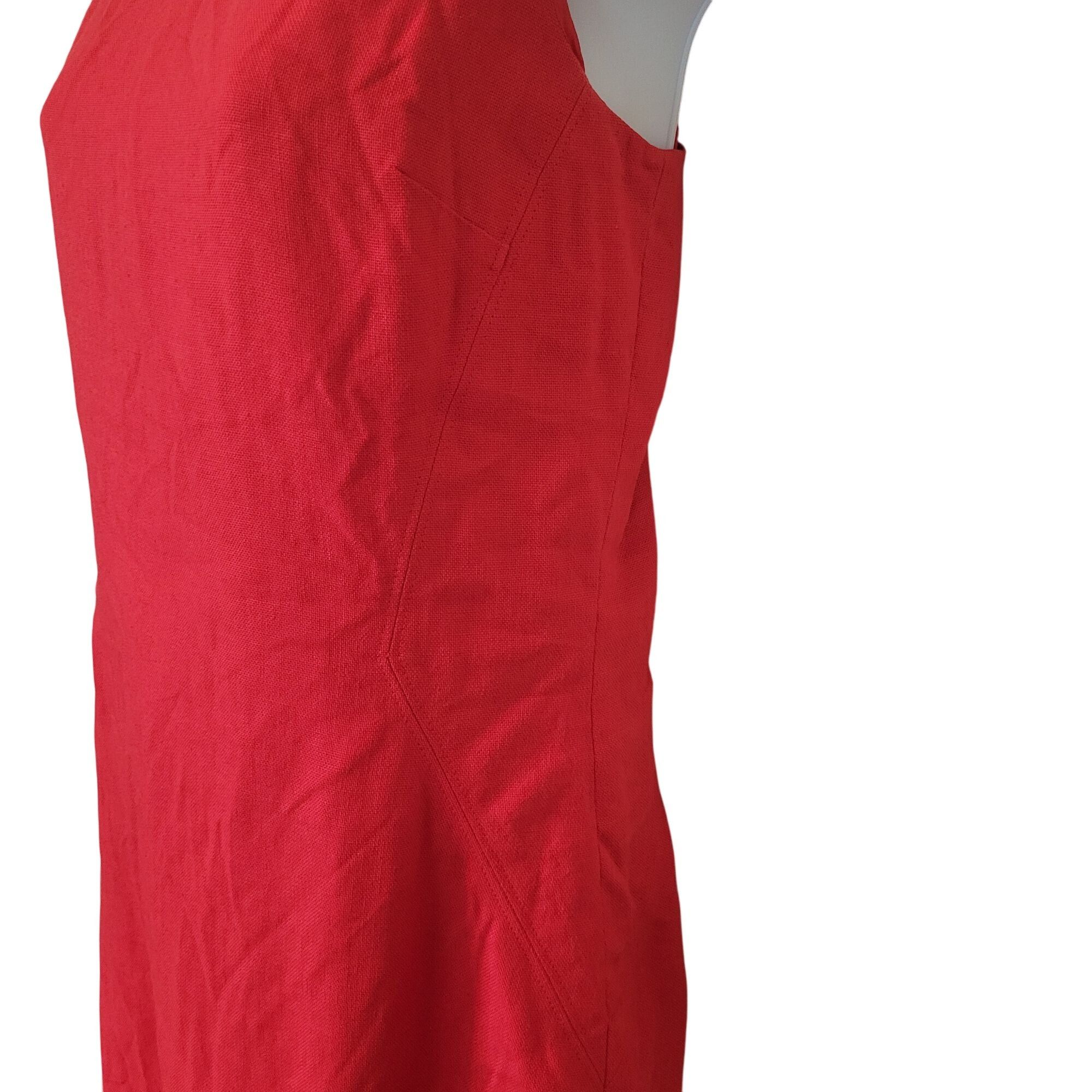 Talbots Talbots Sleeveless Red Sheath Dress 6 Irish Linen Back Slit Size M / US 6-8 / IT 42-44 - 7 Thumbnail