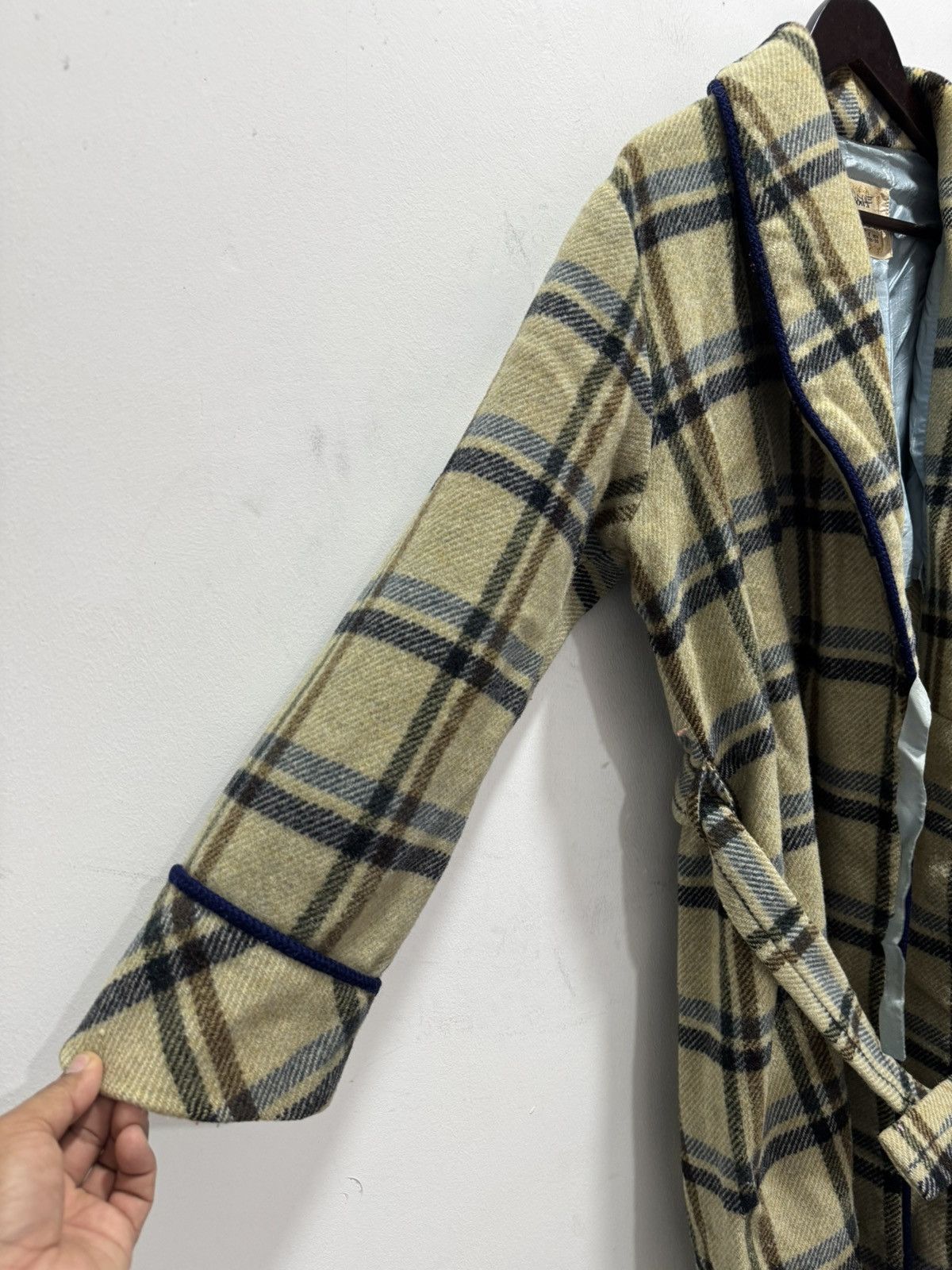 Japanese Brand × Vintage JAPANESE DESIGN LARVAL NOVA CHECK STYLE LONG JACKET Size L / US 10 / IT 46 - 5 Thumbnail
