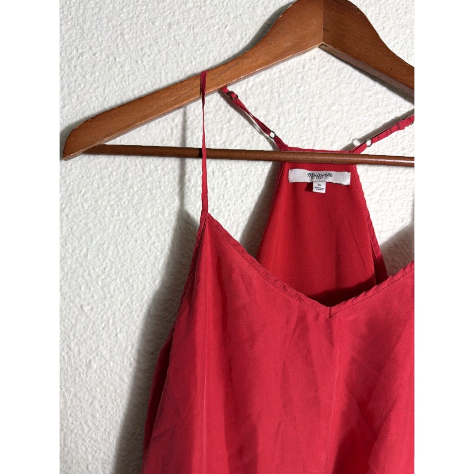 Madewell Madewell Drawstring Racerback 100% Silk Daybreak Dress Red Size 0 Womens Size XS / US 0-2 / IT 36-38 - 2 Thumbnail