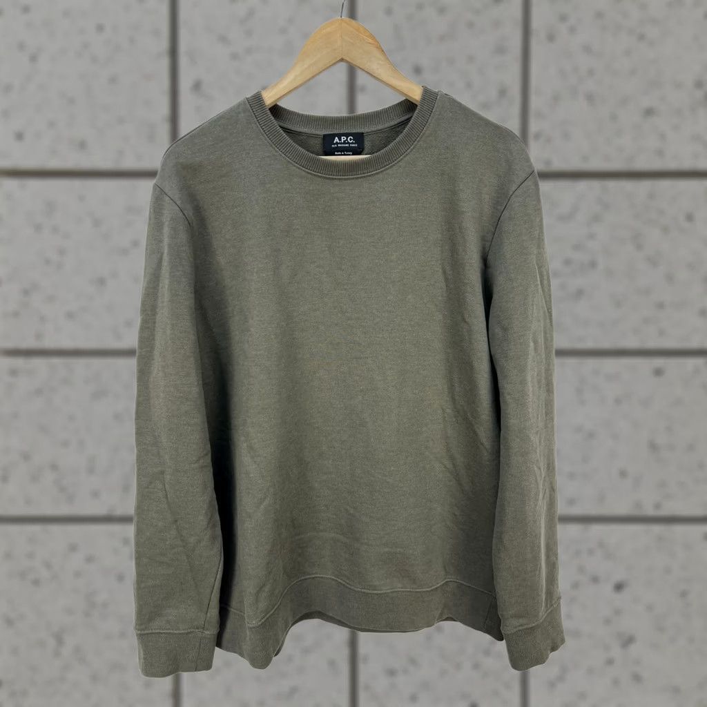 Polo Ralph Lauren A.P.C. Sweatshirt Olive Khaki Cotton Pullover XL Men's Retro Vintage Crew Neck Size US XL / EU 56 / 4 - 1 Thumbnail