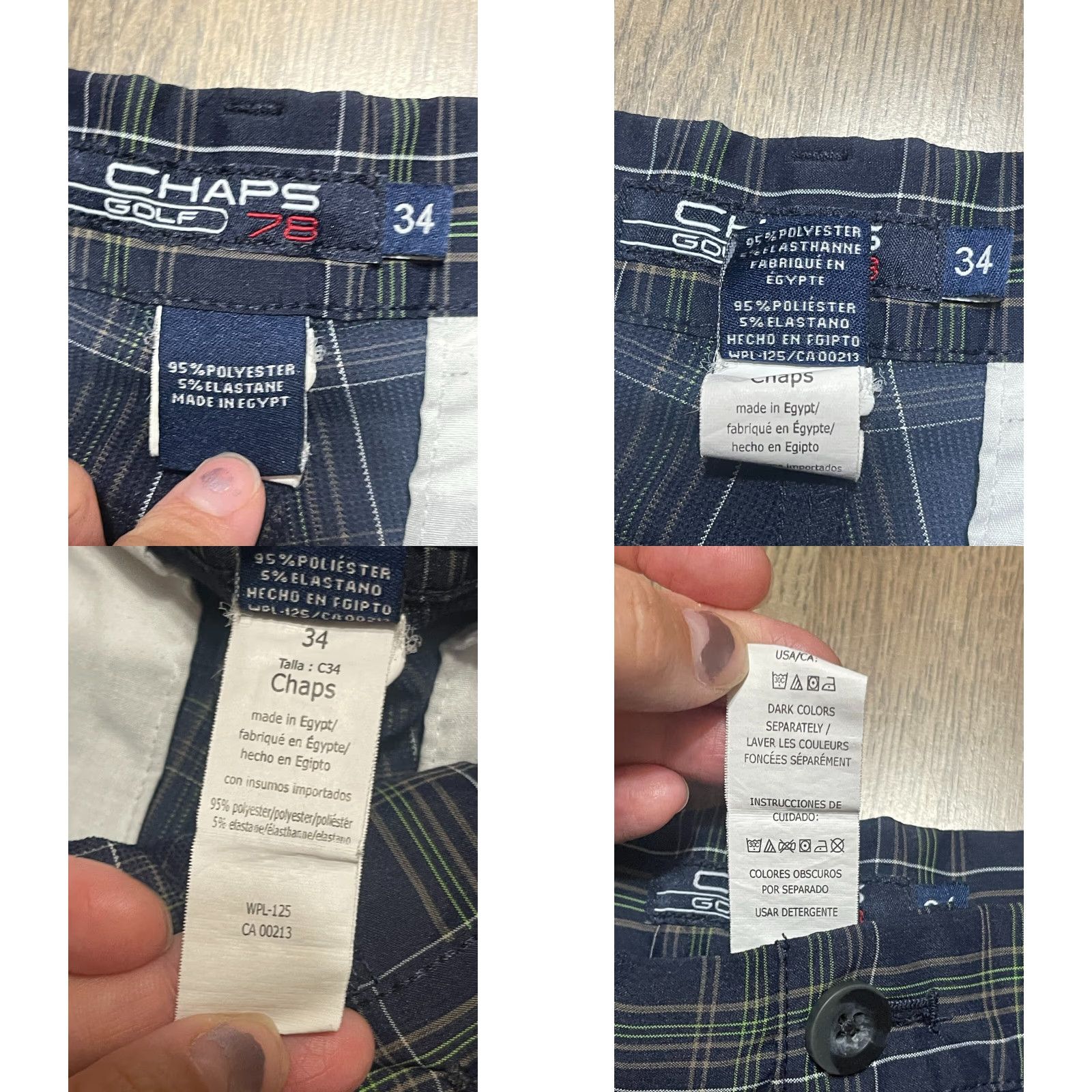 Chaps Chaps Shorts, Men's Size 34, Golf 78, Plaid Chino, Green, Casual, Regular Fit, Flat Front, 34 Size 24" / US 00 / IT 34 - 8 Thumbnail