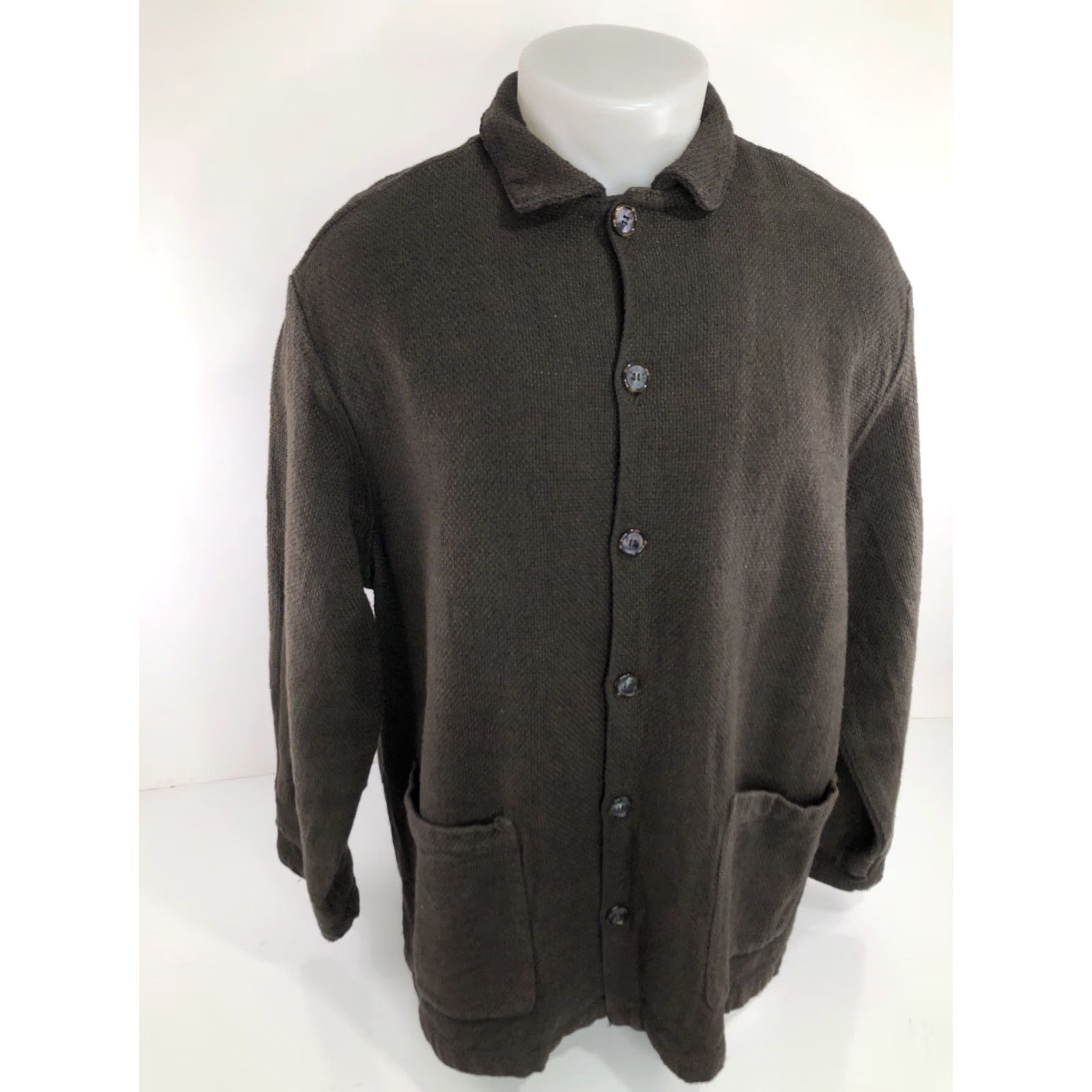 Vintage CP Shades San Francisco Woven Linen Blend Mens Oversized Smock Jacket S Olive Greenish Brown Size US S / EU 44-46 / 1 - 2 Thumbnail