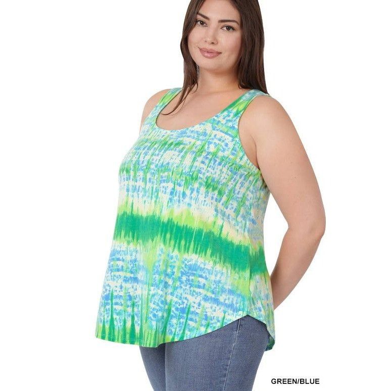Other Tie-Dye Sleeveless Women's Plus 3X Size Tank Top - Green/Blu Size 3XL / US 20-22 - 1 Preview