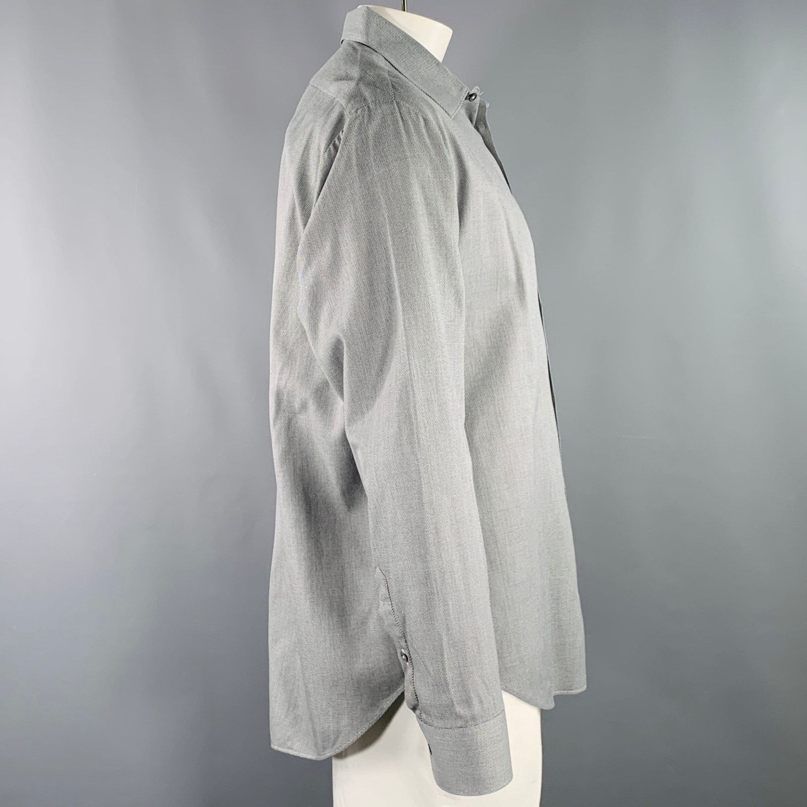 Armani Collezioni Size XL Black White Cotton Zig Zag Long Sleeve Shirt Size US XL / EU 56 / 4 - 3 Thumbnail