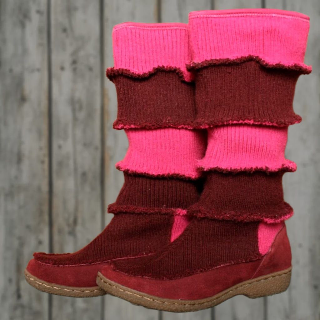 Sam Edelman VINTAGE SAM EDELMAN Suede & Sweater Knit Faux Fur Lined 13.5" Tall Mukluk Boots Sz. 8 Size M / US 6-8 / IT 42-44 - 1 Thumbnail