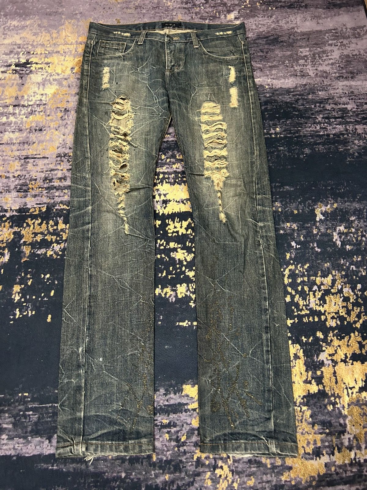 Tornado Mart Kui Mudwash Clawmark Distressed Jeans Size US 36 / EU 52 - 3 Thumbnail