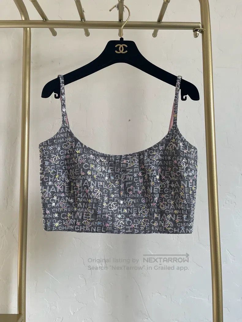 Chanel Chanel 24c full logo rhinestone denim suspenders Size XS / US 0-2 / IT 36-38 - 1 Thumbnail