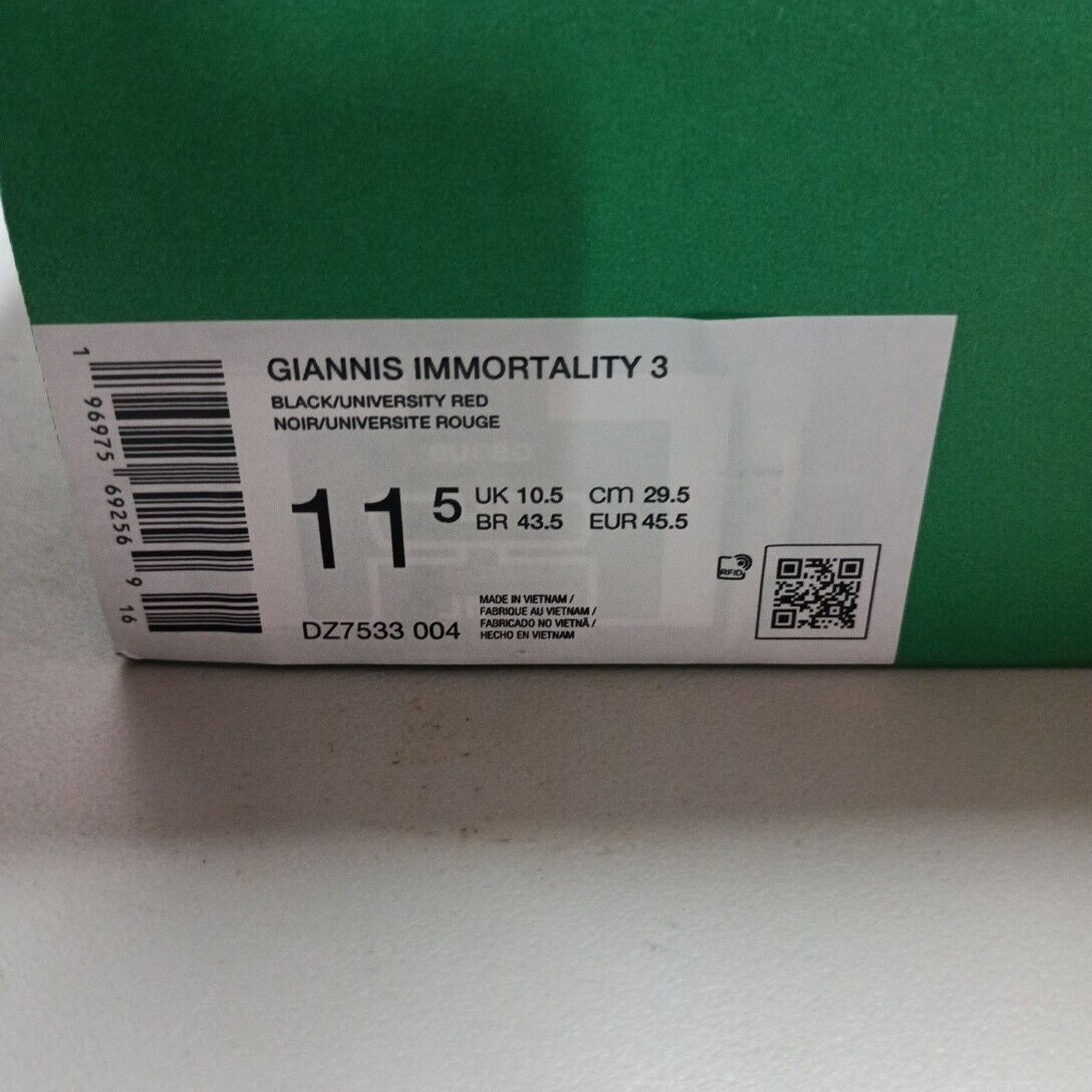Nike Nike Giannis Immortality 3 Men's 11.5 Black University Red Size US 11.5 / EU 44-45 - 8 Thumbnail