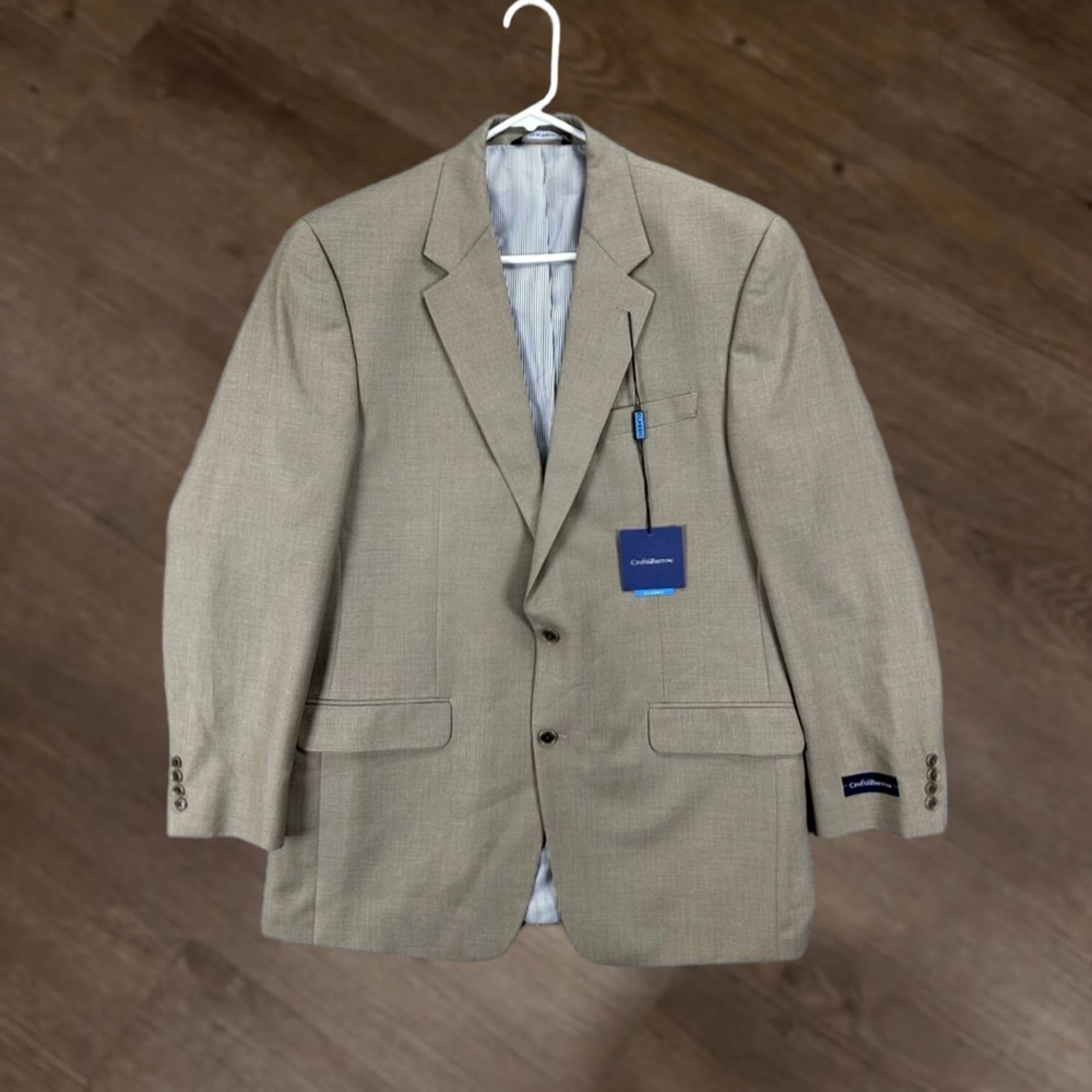 Croft & Barrow VINTAGE? No. Croft Barrow Blazer Mens 42L Tan 2 Button Tuxedo Jacket Classic Long Notch Lapel Business Formal Wedding Garment Shirt? Size 42R - 1 Thumbnail