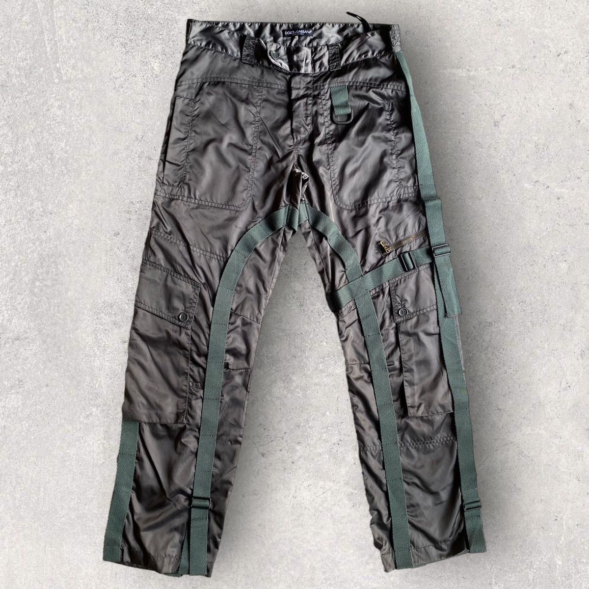 image of Dolce Gabbana Fw03 Runway Parachute Bondage Nylon Pants in Silver Grey, Men's (Size 32)