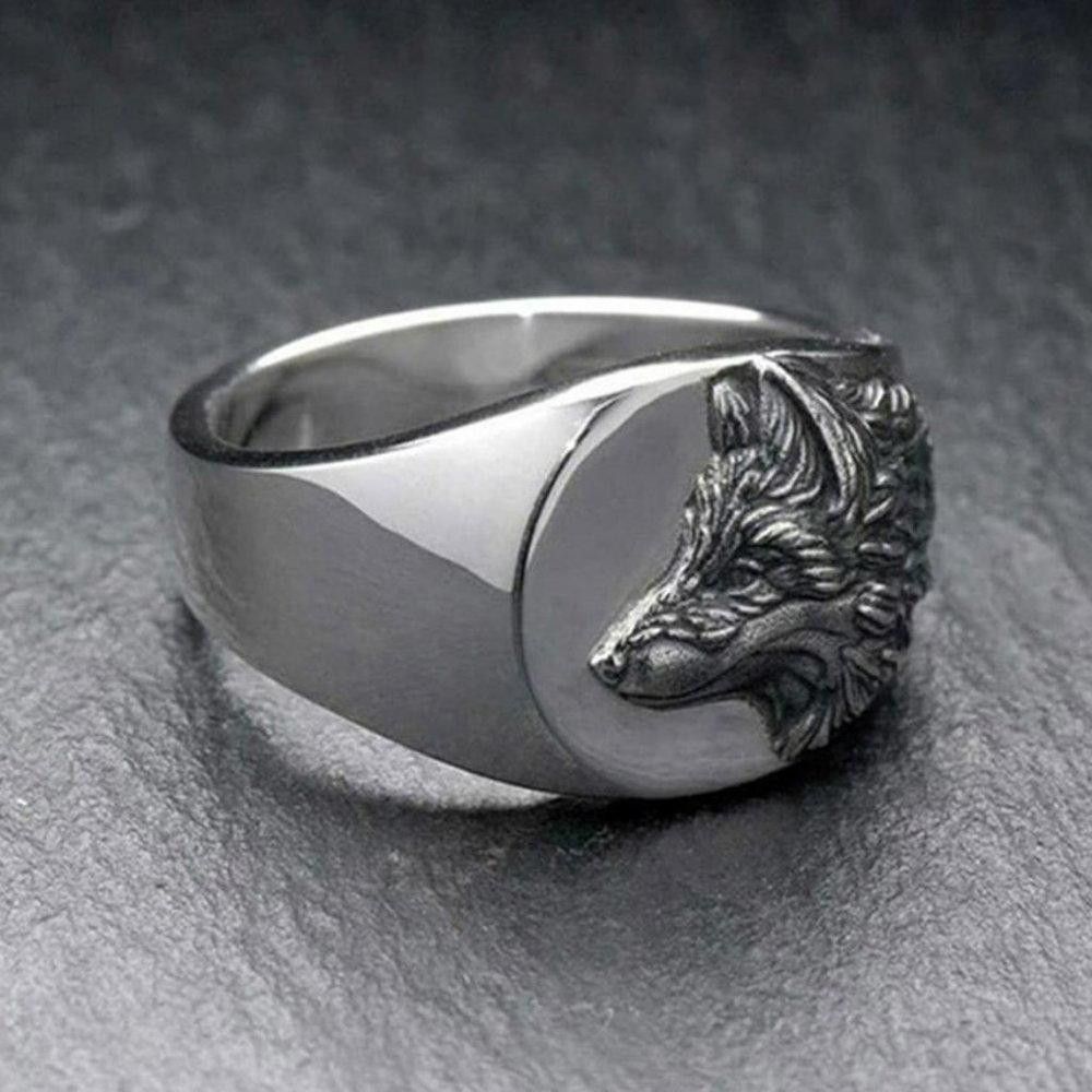 Designer 925 Sterling Silver Vintage Carved Wolf Head Ring - Size 8 Size ONE SIZE - 4 Thumbnail