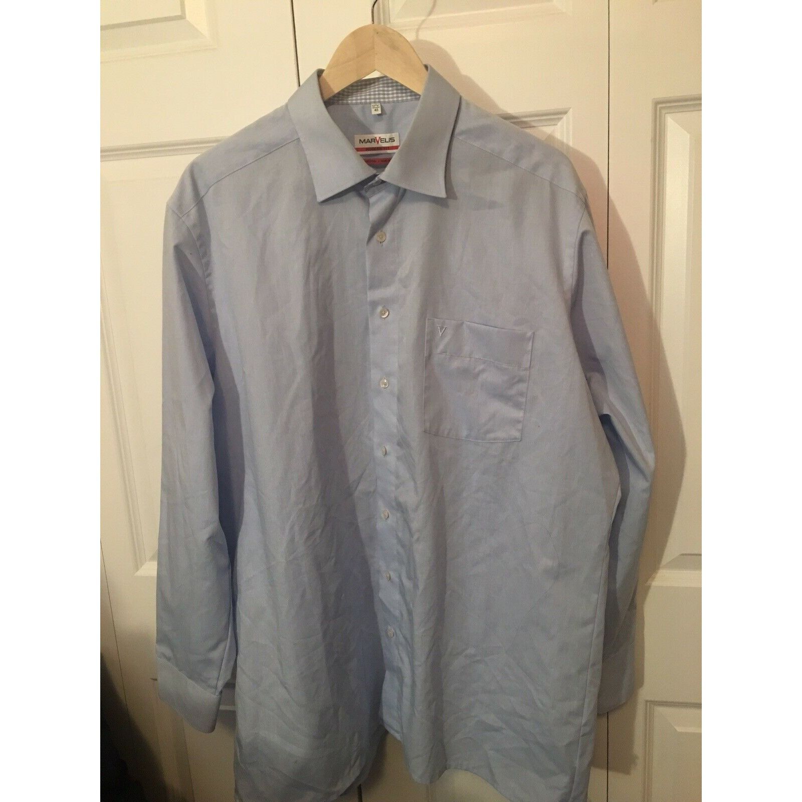 Other Marvelis Dress Shirt Blue Modern Fit Size 17 3/4 Non Iron Size US XL / EU 56 / 4 - 2 Thumbnail