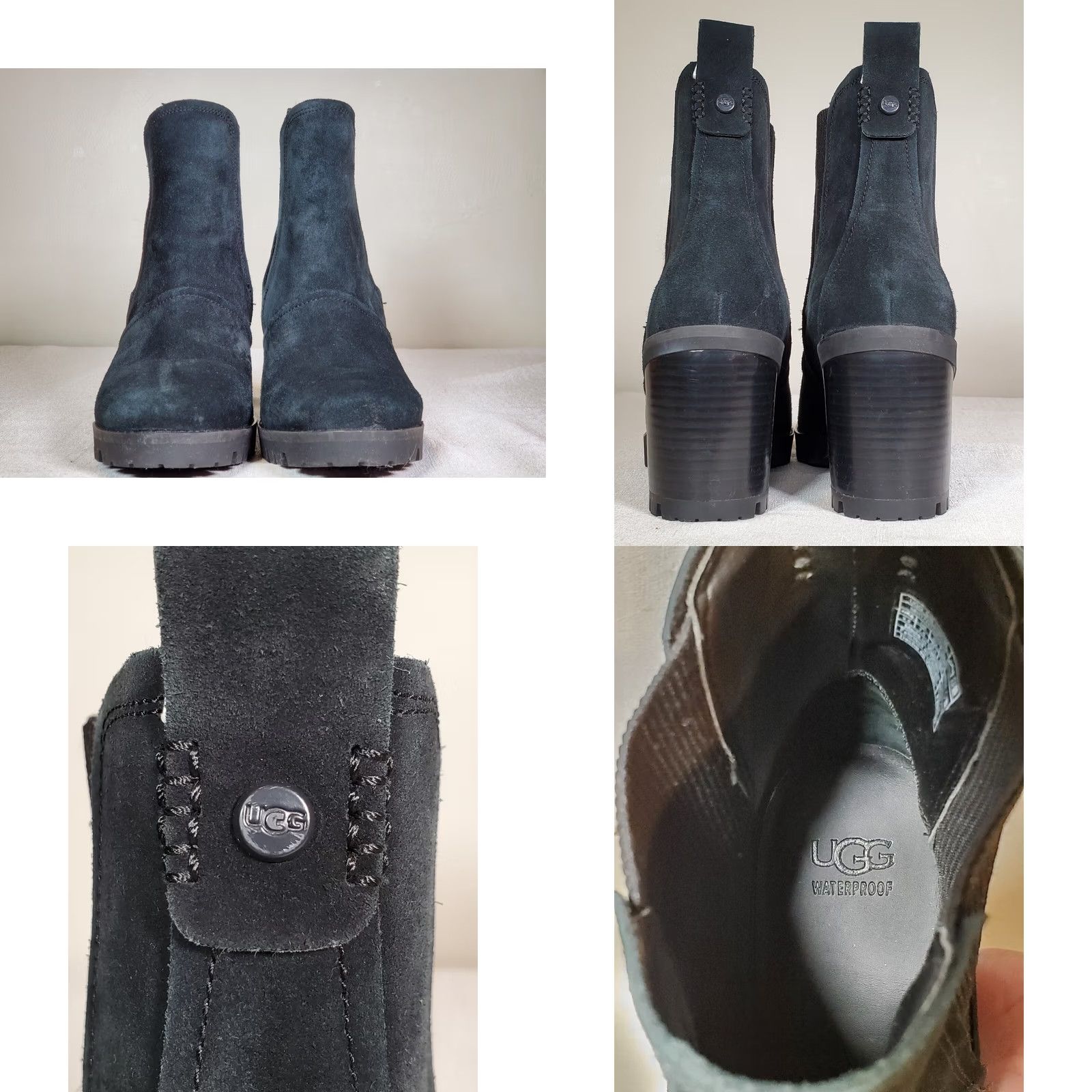 Ugg UGG Hazel Waterproof Suede Boots Chelsea Black Women's US 9.5 High Heel Chunky Shaft Ankle Boots Block Heel Chelsea Style EU40.5 UK7.5 Shoes Womens Size US 10 / IT 40 - 8 Thumbnail