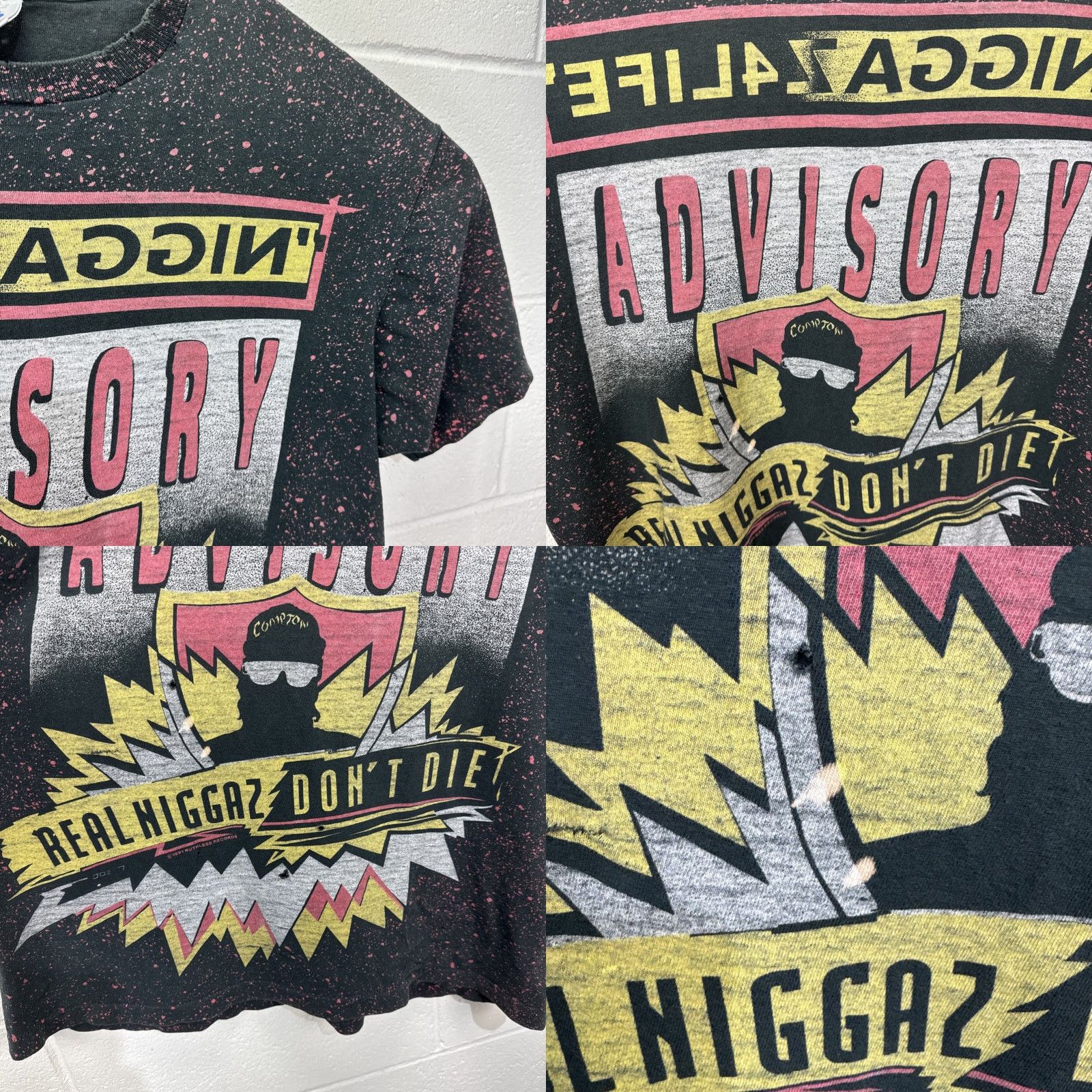 Fruit Of The Loom VINTAGE 90s NWA Hip Hop T Shirt Men Large Black Cotton Graphic Print Compton Ruthless Records Size US L / EU 52-54 / 3 - 8 Thumbnail