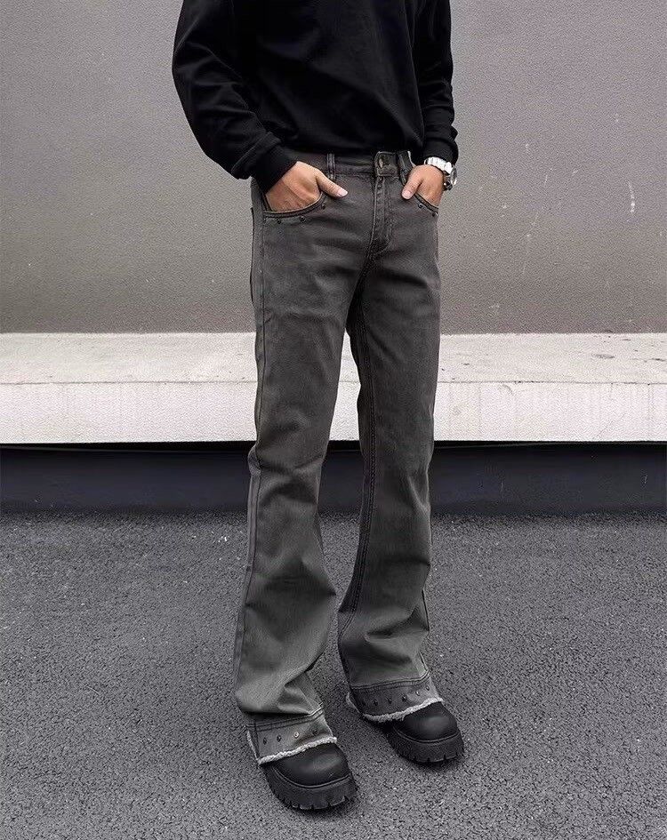 Japanese Brand Gray Flared Jeans, Stacked Jeans Size US 32 / EU 48 - 4 Thumbnail