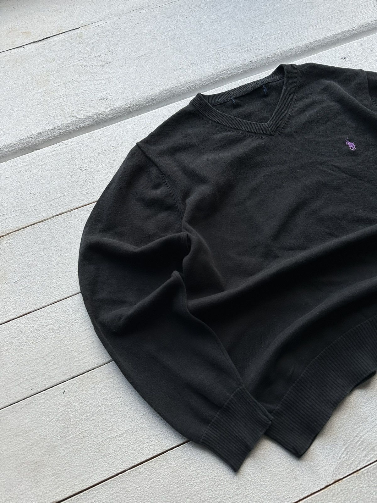 Designer × Polo Ralph Lauren × Vintage 🚨Ralph Lauren Purple logo black light sweater vintage Size US M / EU 48-50 / 2 - 2 Thumbnail