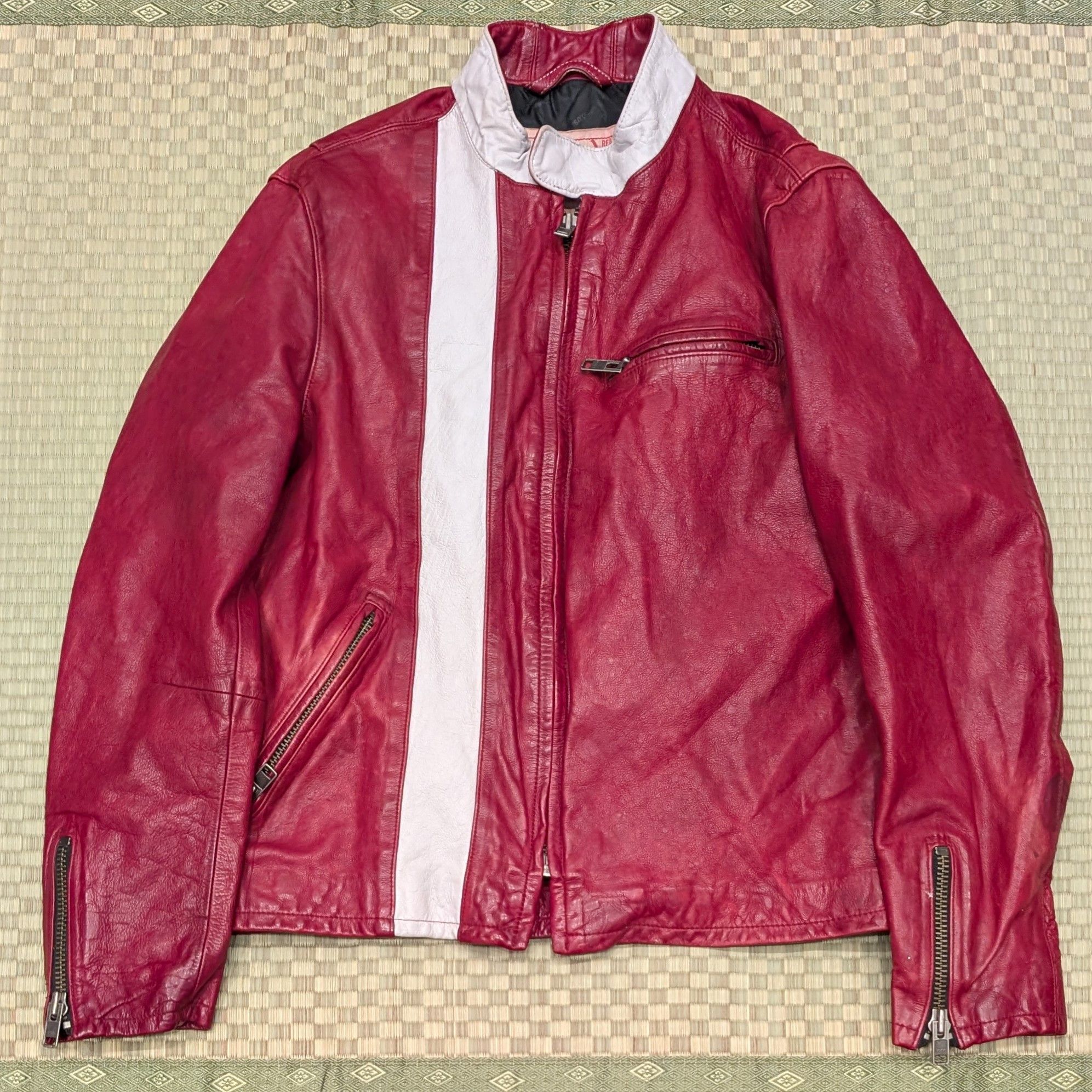 Gap GAP (PRODUCT) RED Leather Motorcycle Jacket Size US M / EU 48-50 / 2 - 1 Thumbnail