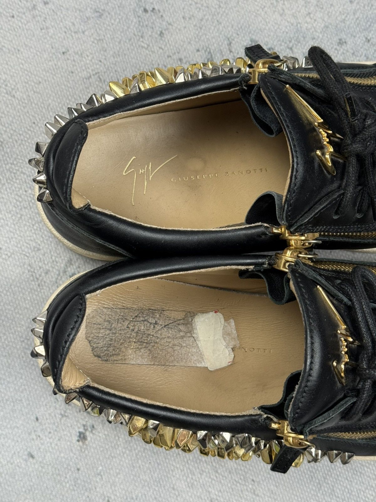 Giuseppe Zanotti Giuseppe Zanotti Frankie Shel Black Leather Studded Sneakers Size US 8 / EU 41 - 16 Thumbnail