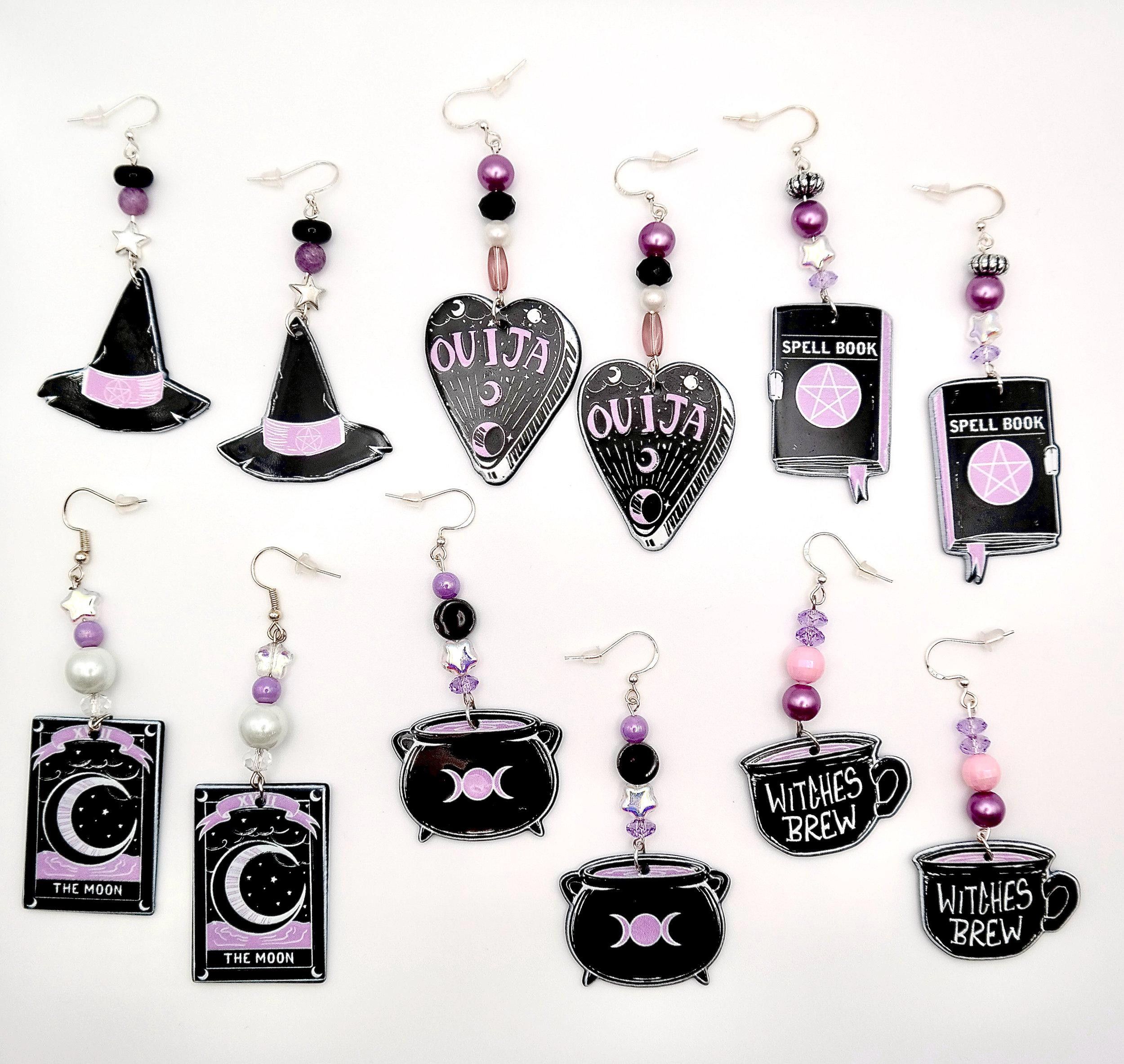 Handmade Witchy Black & Lavender Earrings Size ONE SIZE - 1 Thumbnail