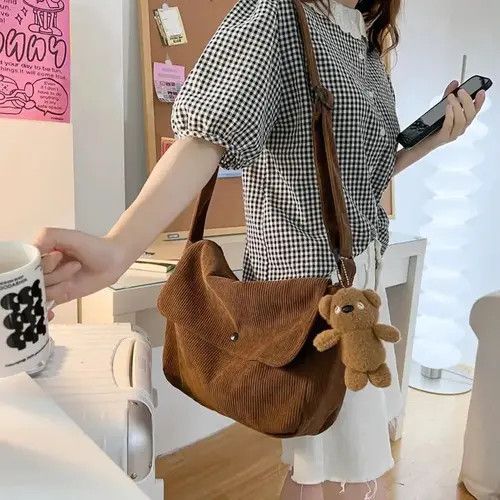 Japanese Brand Kusuno x Aoshi Y2k corduroy messenger bag shoulder bag Size ONE SIZE - 5 Thumbnail
