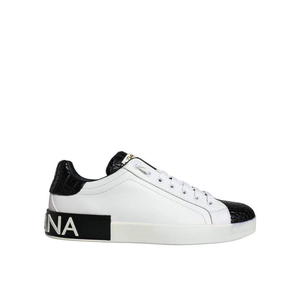 Dolce & Gabbana Dolce & Gabbana Black Leather Logo Portofino Sneaker Shoes Size US 8 / EU 41 - 6 Thumbnail