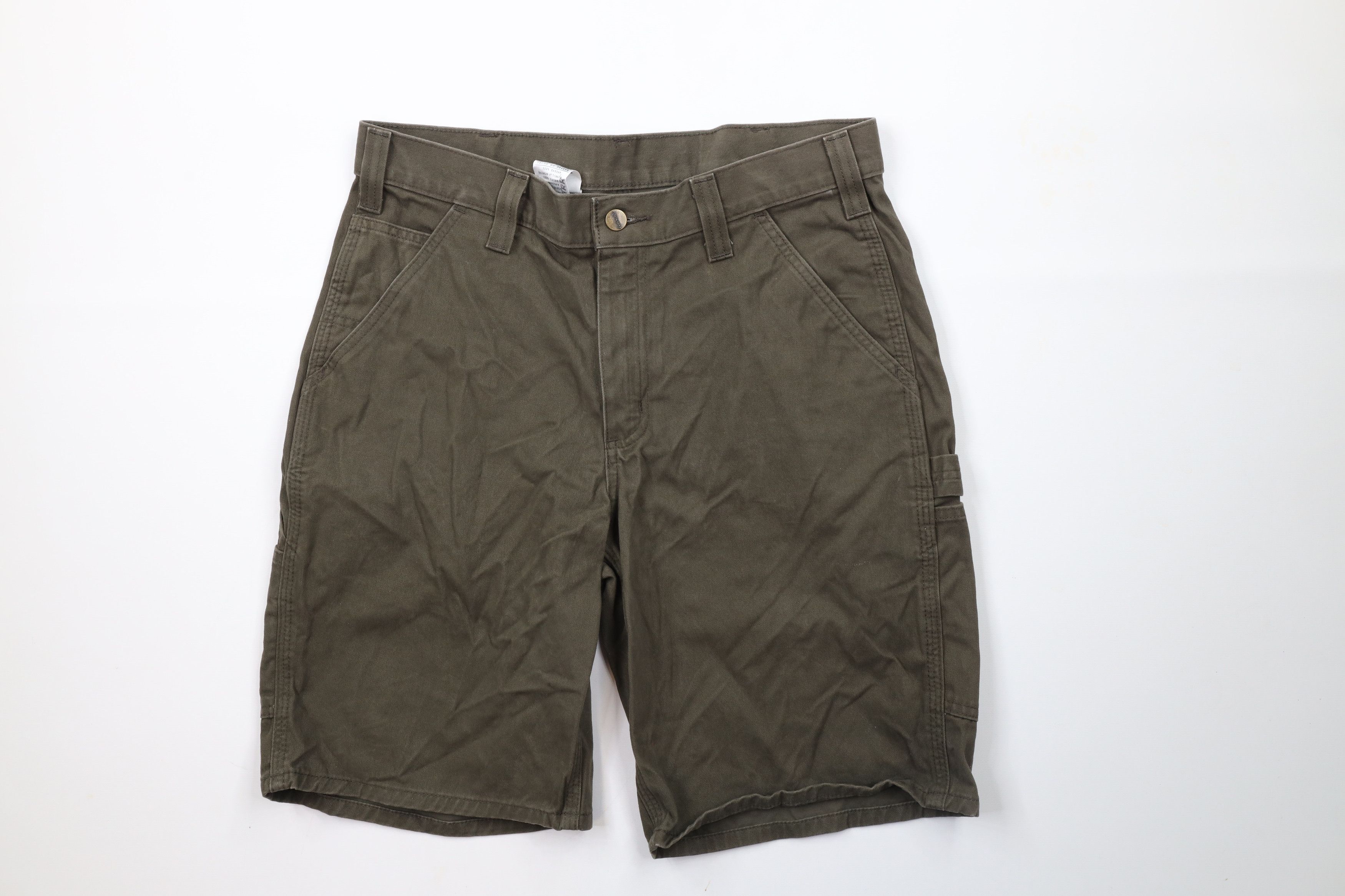 Carhartt × Vintage Vintage Carhartt Spell Out Relaxed Fit Dungaree Shorts Green Size US 33 - 1 Thumbnail