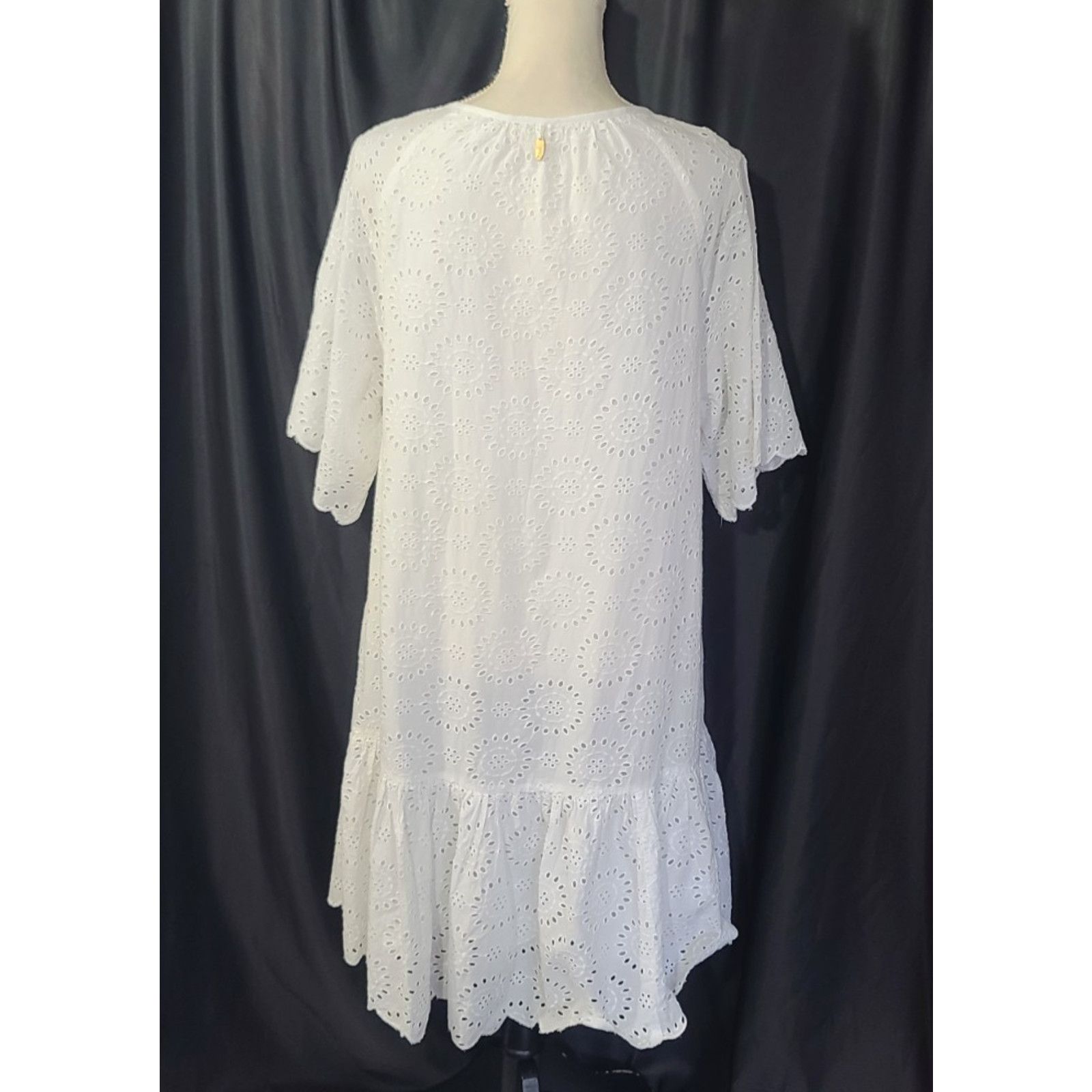 Other Ruby Yaya Womens Designer White Eyelet Aline Dress Medium Size M / US 6-8 / IT 42-44 - 4 Thumbnail