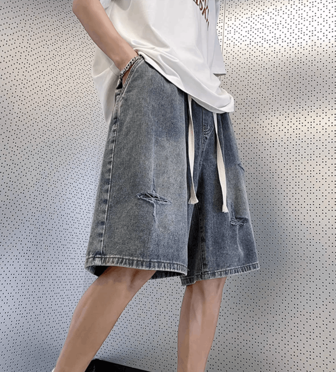 Japanese Brand × Jean Retro distressed washed denim shorts Size US 32 / EU 48 - 2 Thumbnail