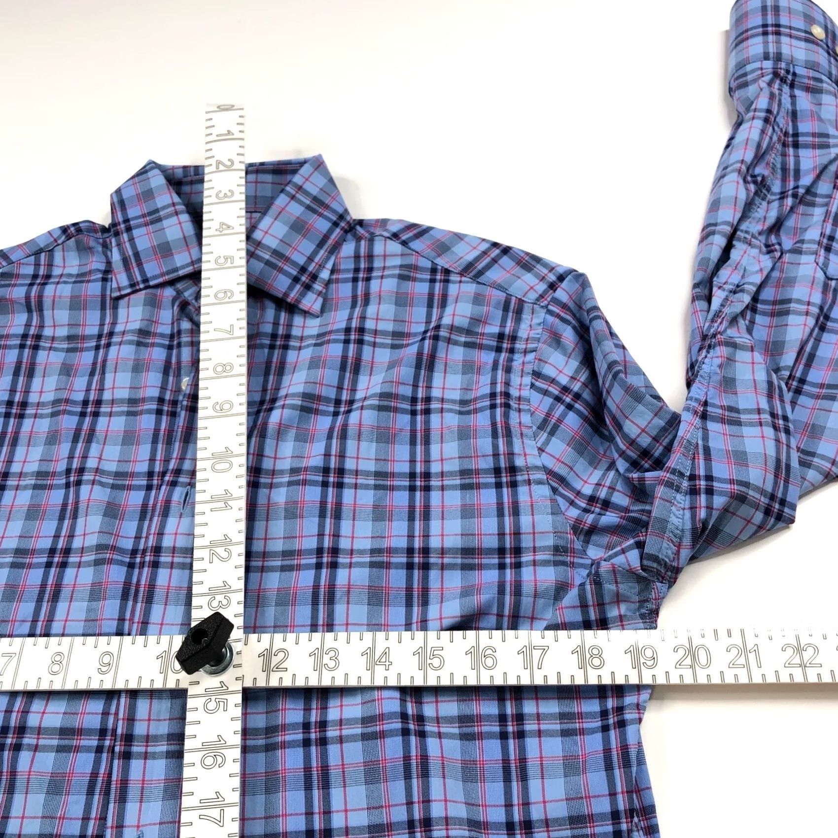 Peter Millar Peter Millar Summer Comfort Shirt Plaid Long Sleeve Nylon Spandex Blue Small Regular Mens Button-Up Casual Comfort Fit Size US S / EU 44-46 / 1 - 4 Thumbnail