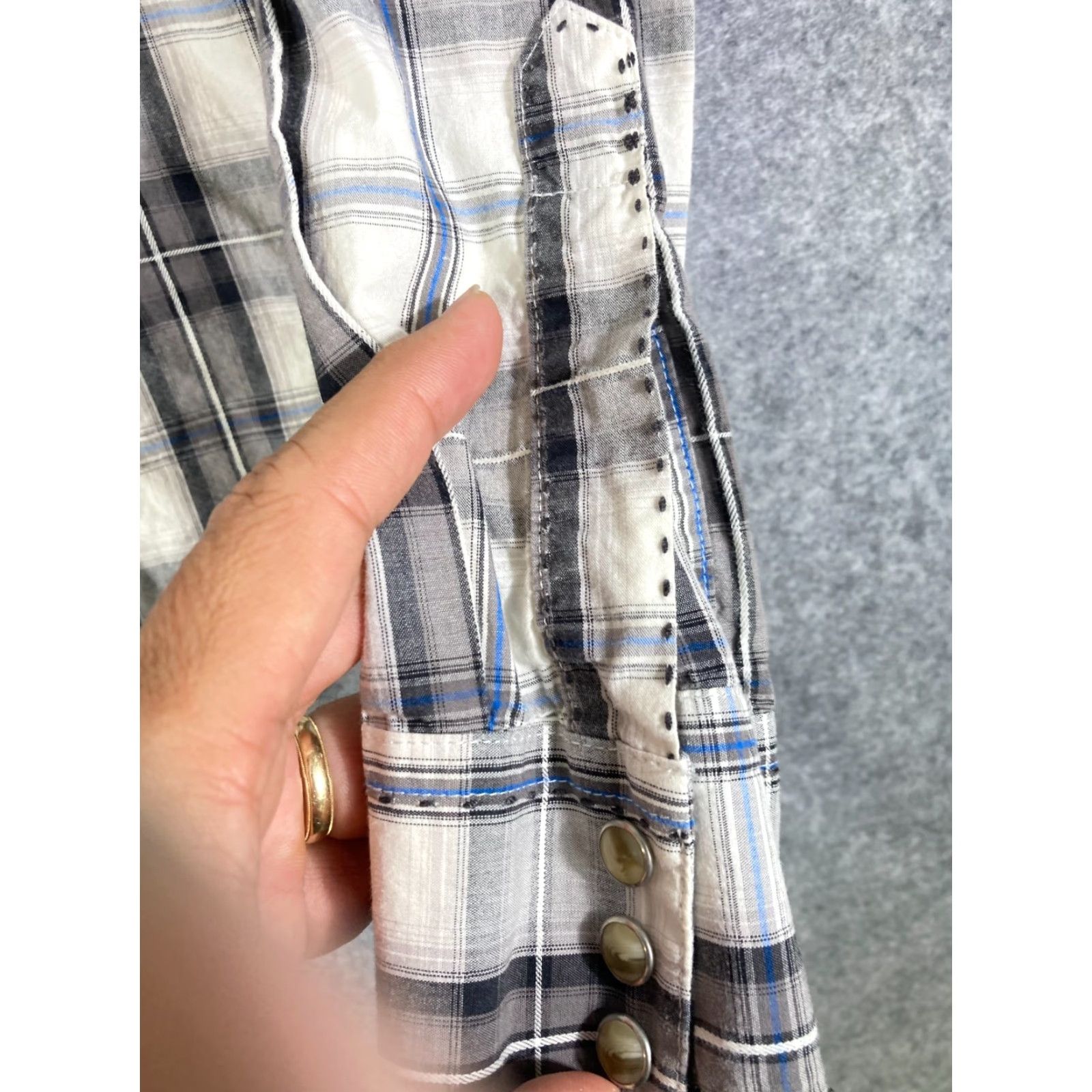 Wrangler Wrangler Pearl Snap Western Shirt Mens M Gray White Plaid Button-Up Cowboy Size US M / EU 48-50 / 2 - 5 Thumbnail