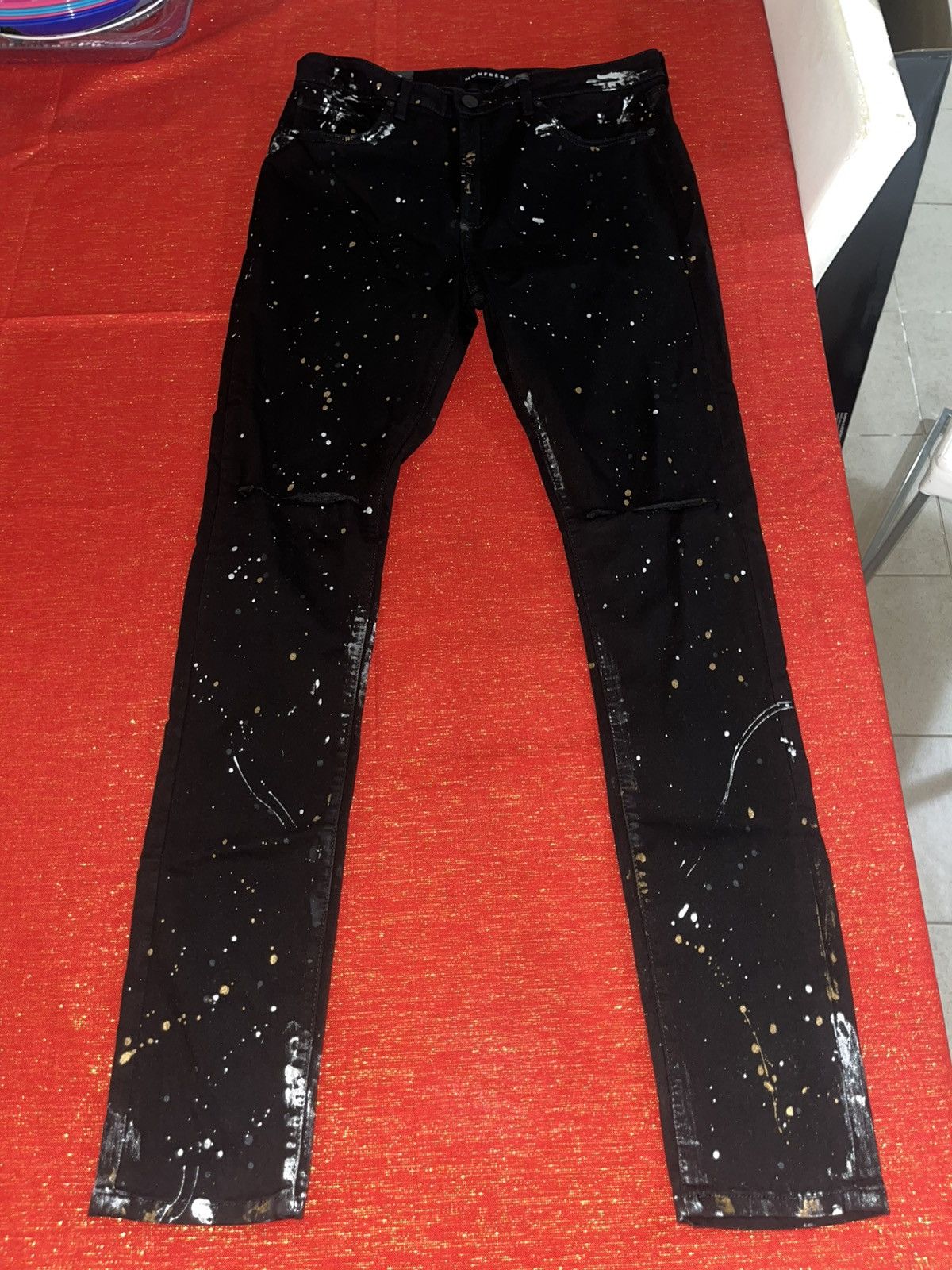 MONFRERE Monfrere Soho Di Noir Distressed Skinny Greyson Jeans Sz 36 Size US 36 / EU 52 - 1 Thumbnail