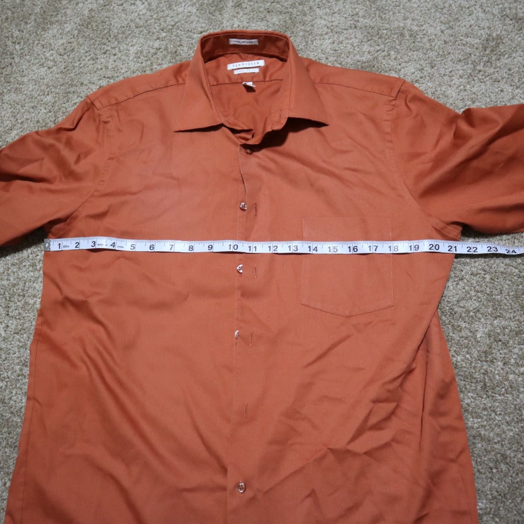 Van Heusen Van Heusen Button Up Shirt Orange Long Sleeve Regular Fit Men's 15.5 32/33 Size US L / EU 52-54 / 3 - 6 Thumbnail